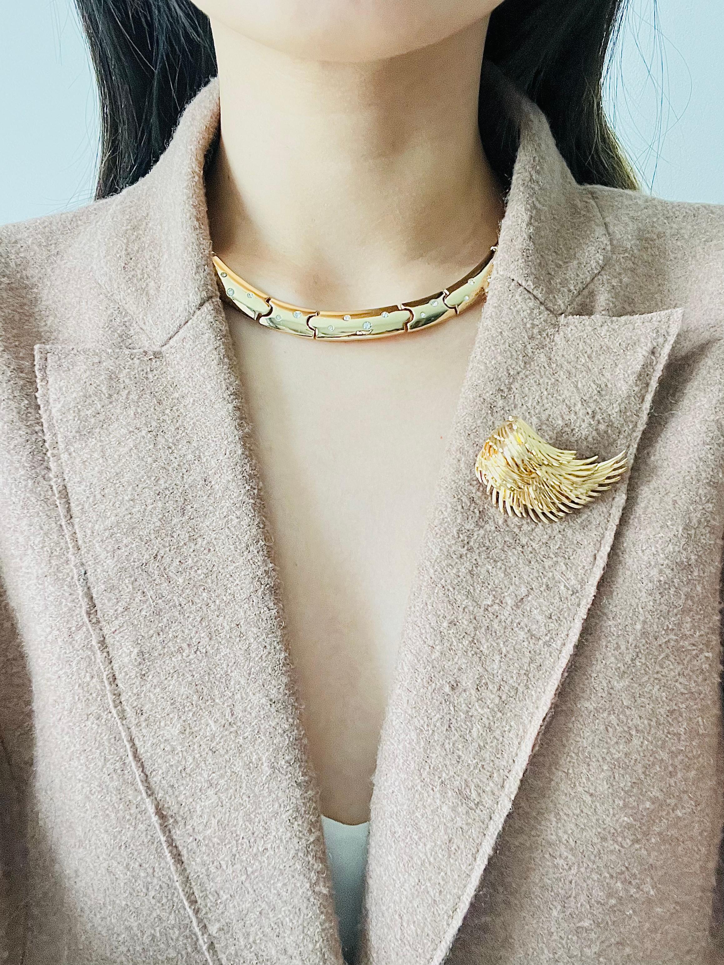 Christian Dior GROSSE 1993 Vintage Crystals Glow Link Choker Collar Necklace For Sale 2