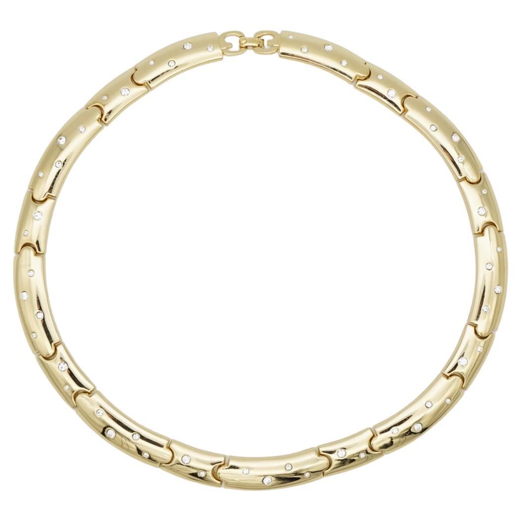 Christian Dior GROSSE 1993 Vintage Crystals Glow Link Choker Collar Necklace