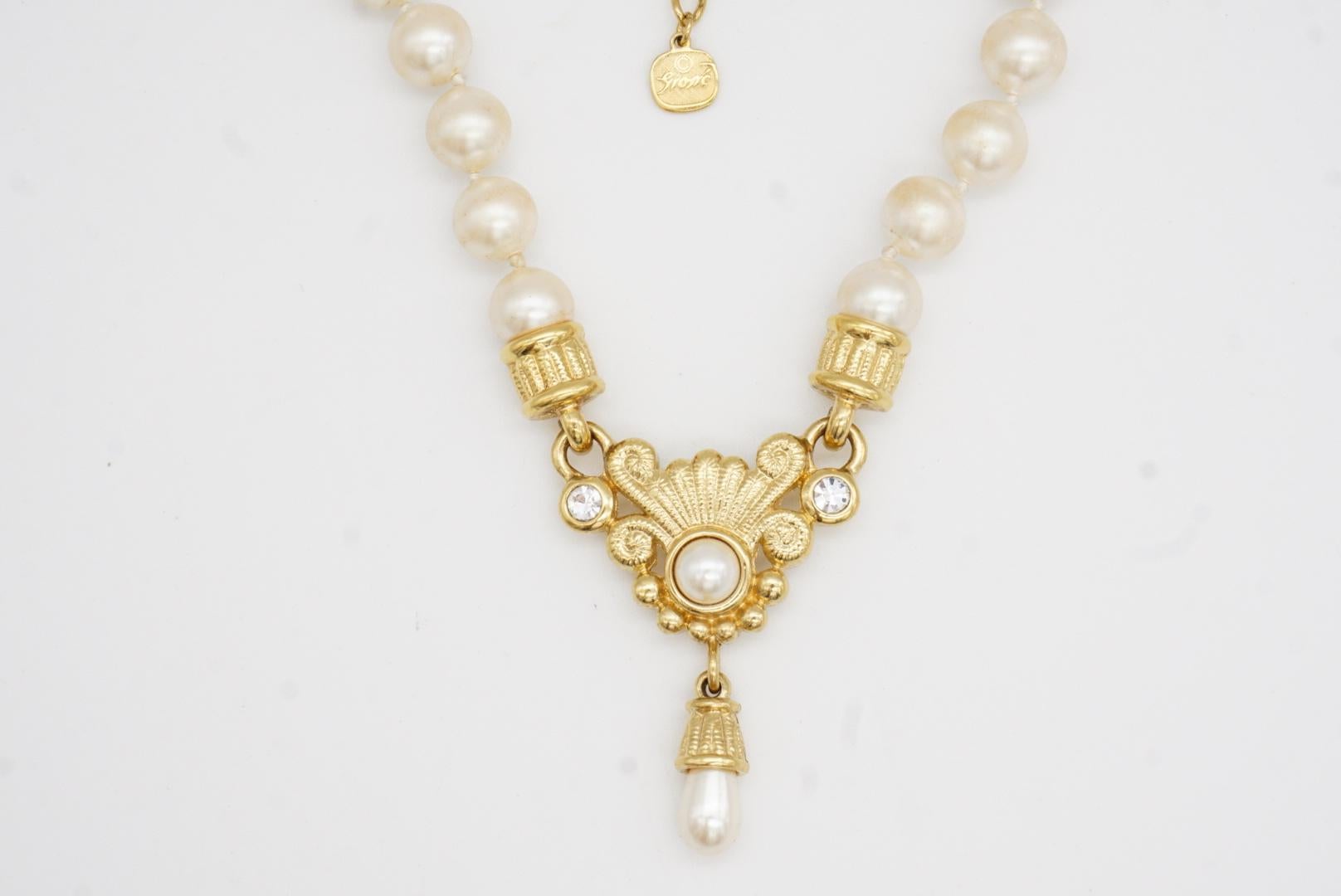 Christian Dior GROSSE Baroque Whole White Pearls Water Drop Crystals Necklace For Sale 5