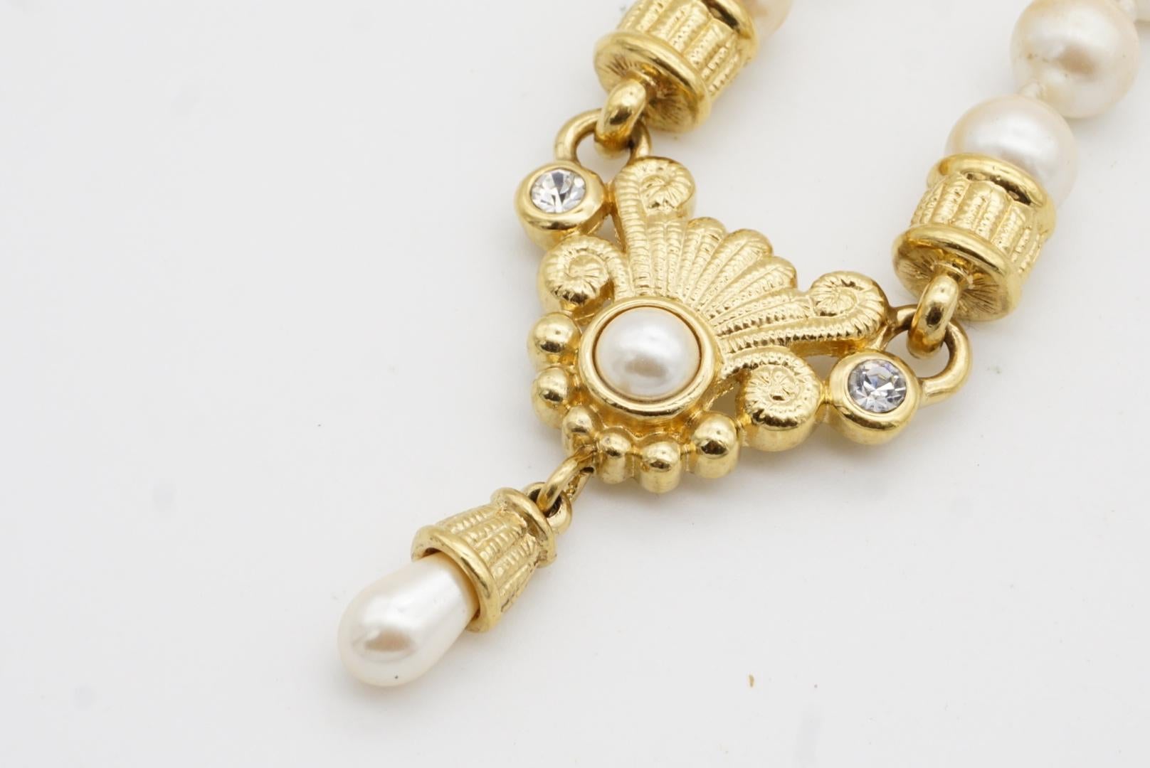 Christian Dior GROSSE Baroque Whole White Pearls Water Drop Crystals Necklace For Sale 6