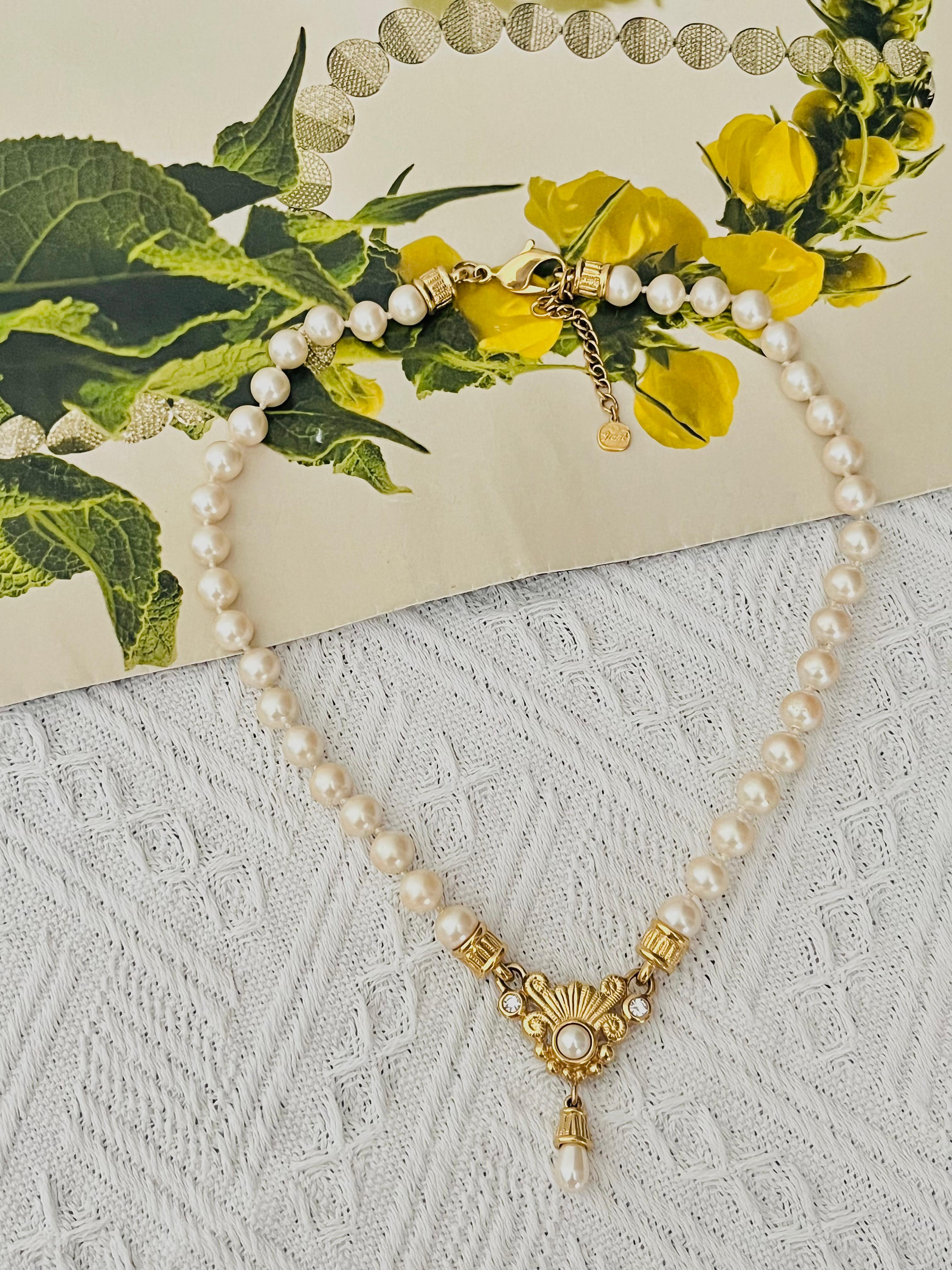 Art Deco Christian Dior GROSSE Baroque Whole White Pearls Water Drop Crystals Necklace For Sale