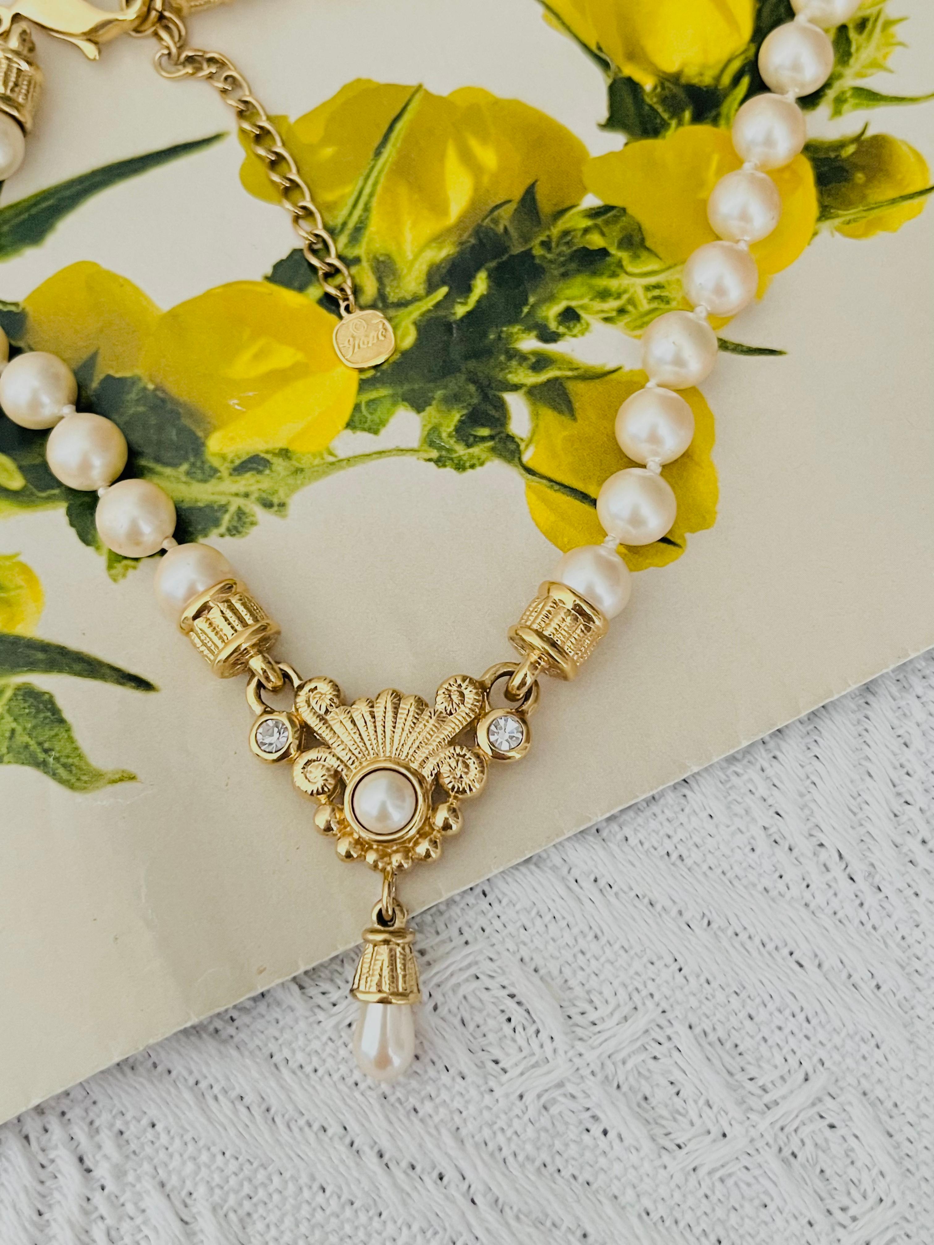 Women's or Men's Christian Dior GROSSE Baroque Whole White Pearls Water Drop Crystals Necklace For Sale