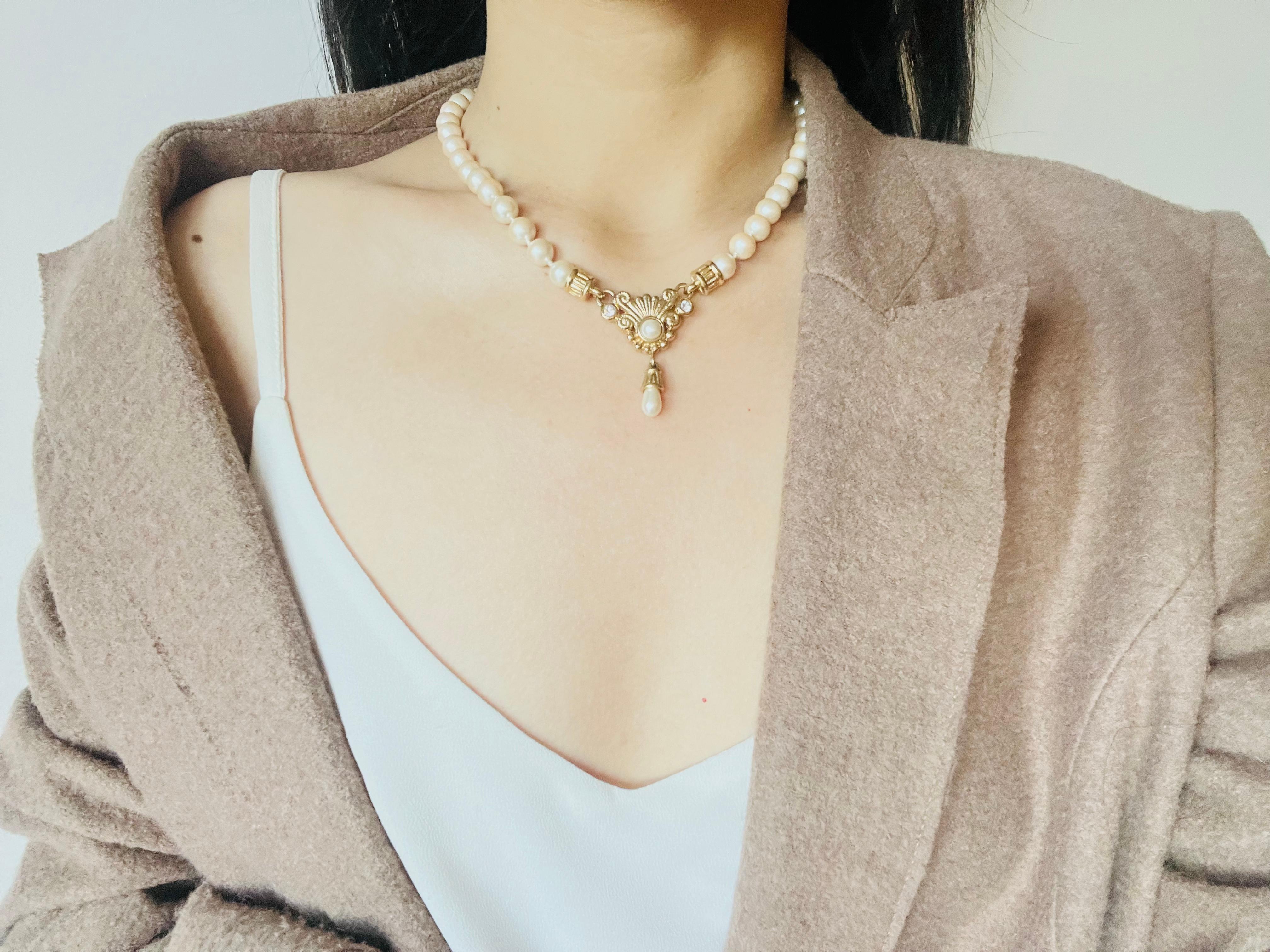 Christian Dior GROSSE Baroque Whole White Pearls Water Drop Crystals Necklace For Sale 3