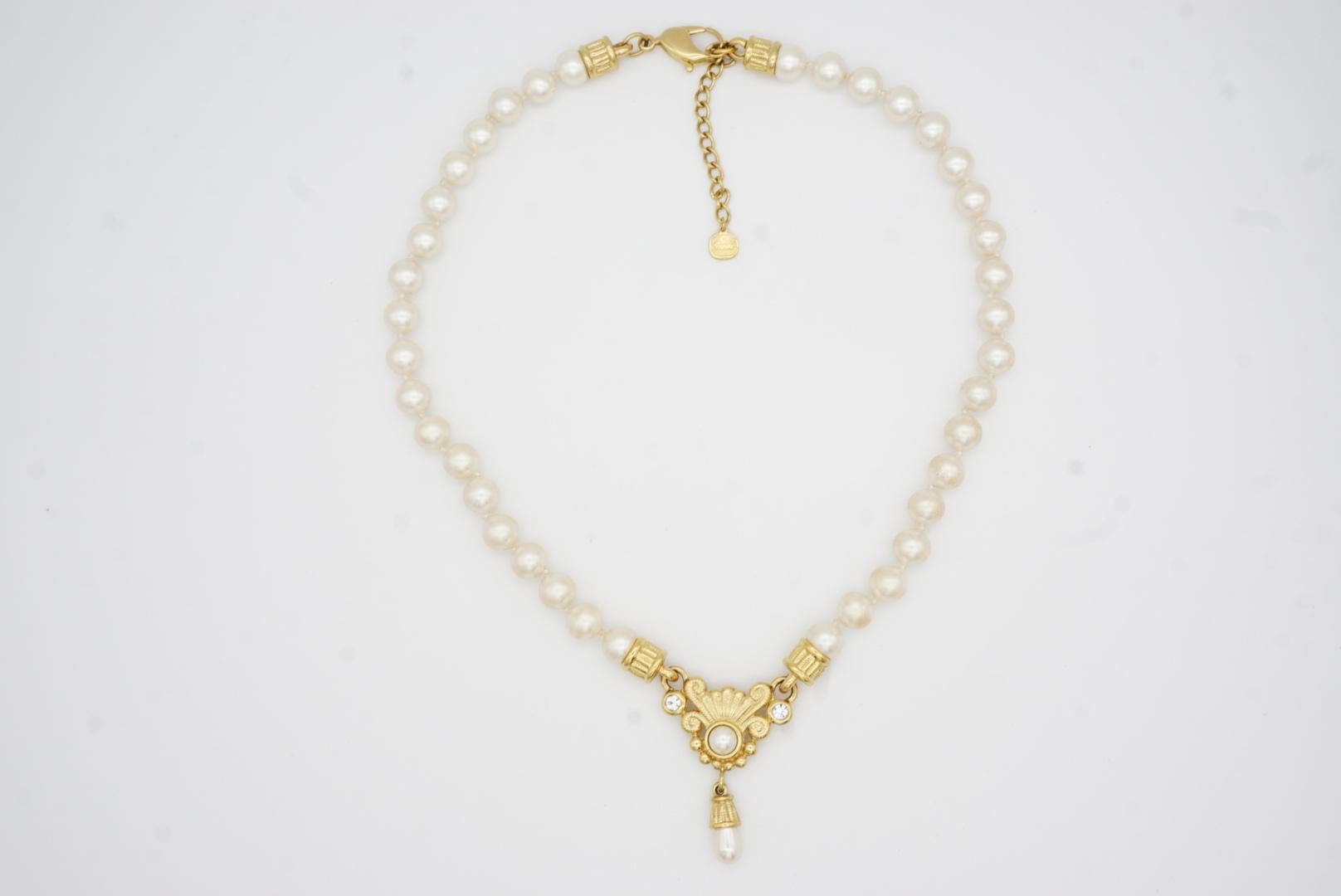 Christian Dior GROSSE Baroque Whole White Pearls Water Drop Crystals Necklace For Sale 4