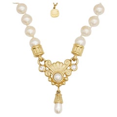 Christian Dior GROSSE Baroque Whole White Pearls Water Drop Crystals Necklace