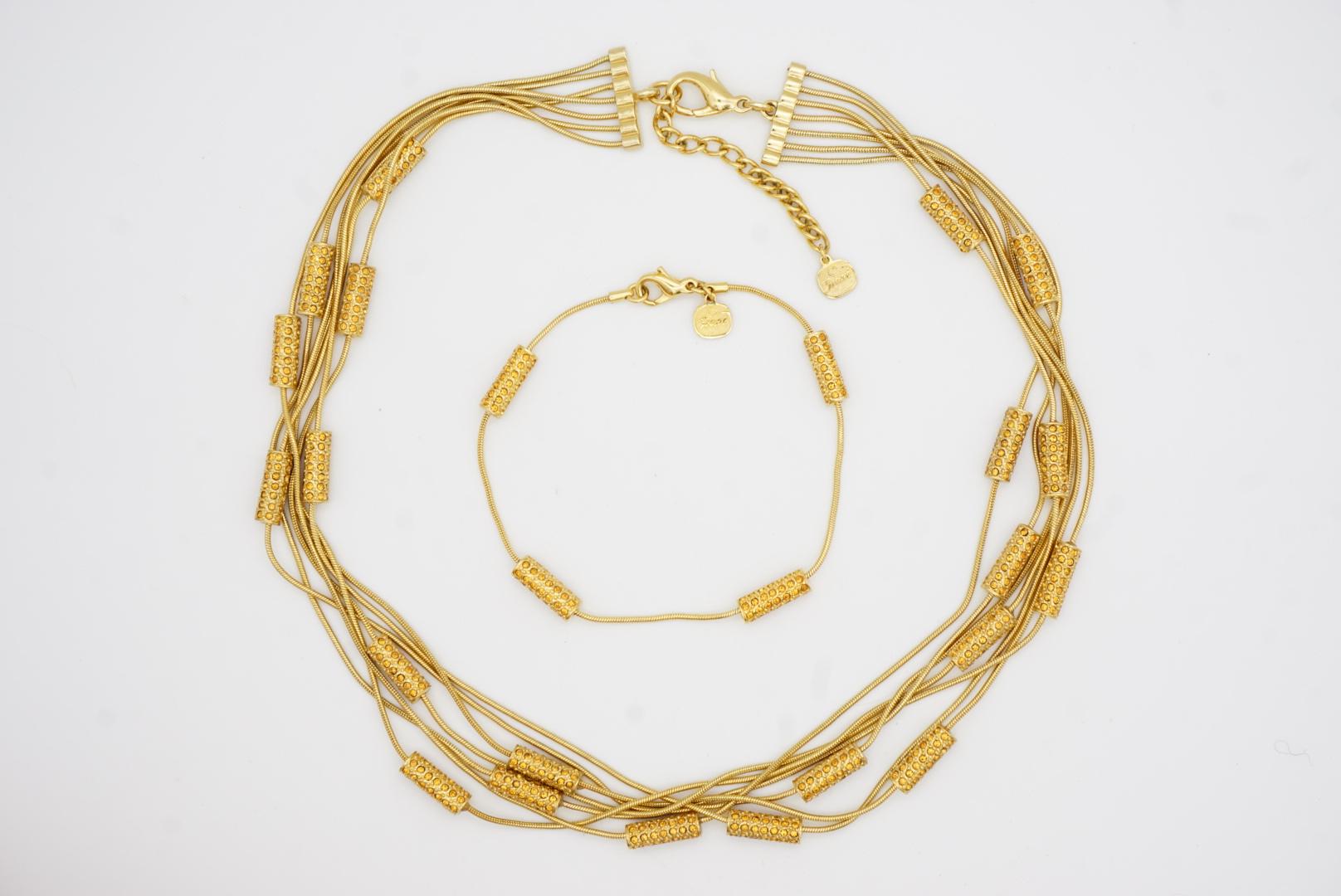 Christian Dior GROSSE Citrine Crystals Bar Six Strands Layers Necklace Bracelet For Sale 8