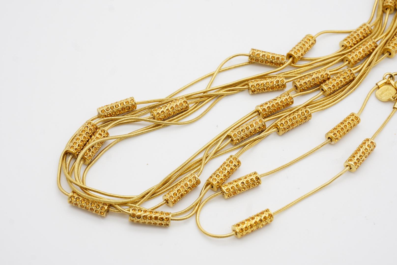 Christian Dior GROSSE Citrine Crystals Bar Six Strands Layers Necklace Bracelet For Sale 10
