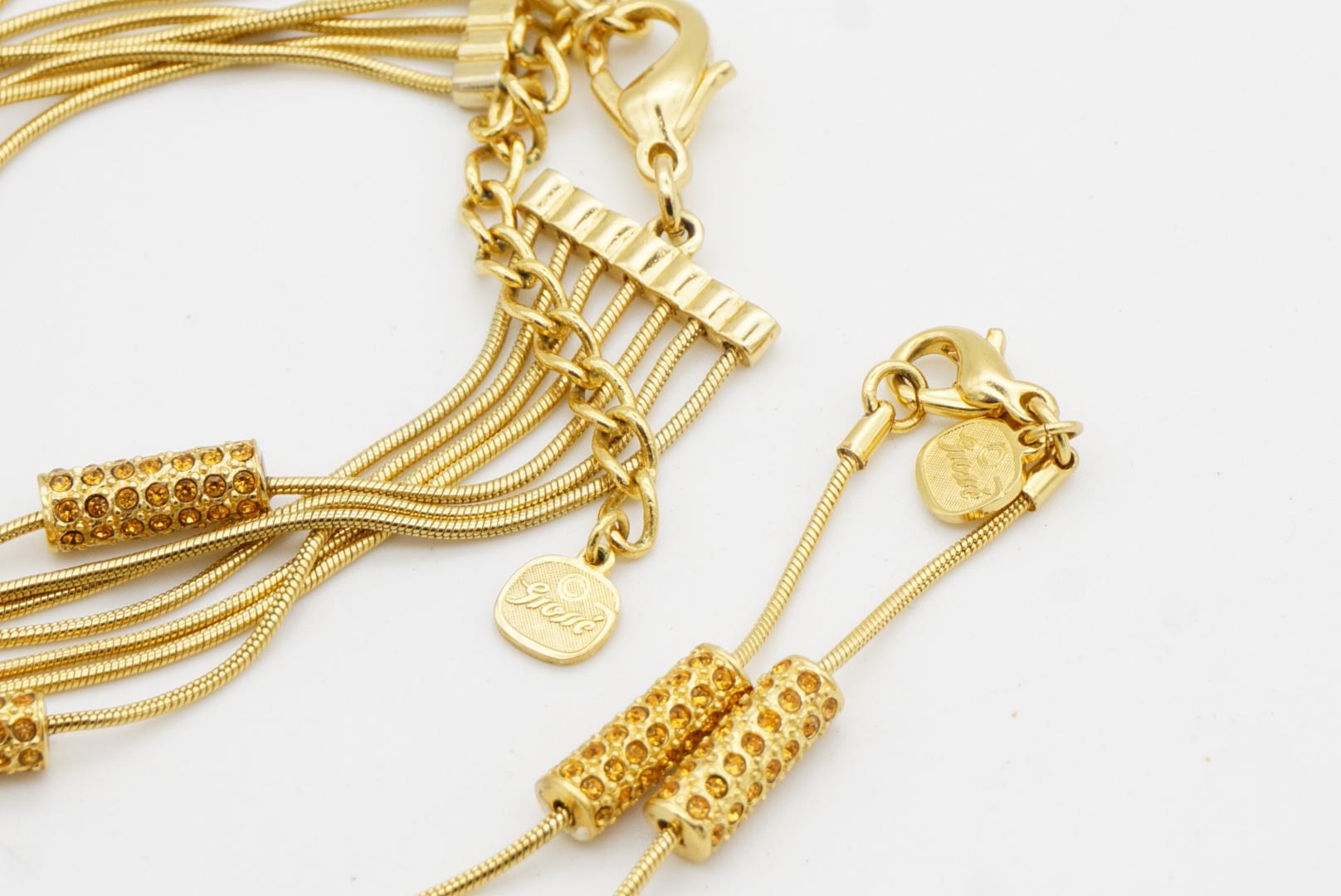 Christian Dior GROSSE Citrine Crystals Bar Six Strands Layers Necklace Bracelet For Sale 11