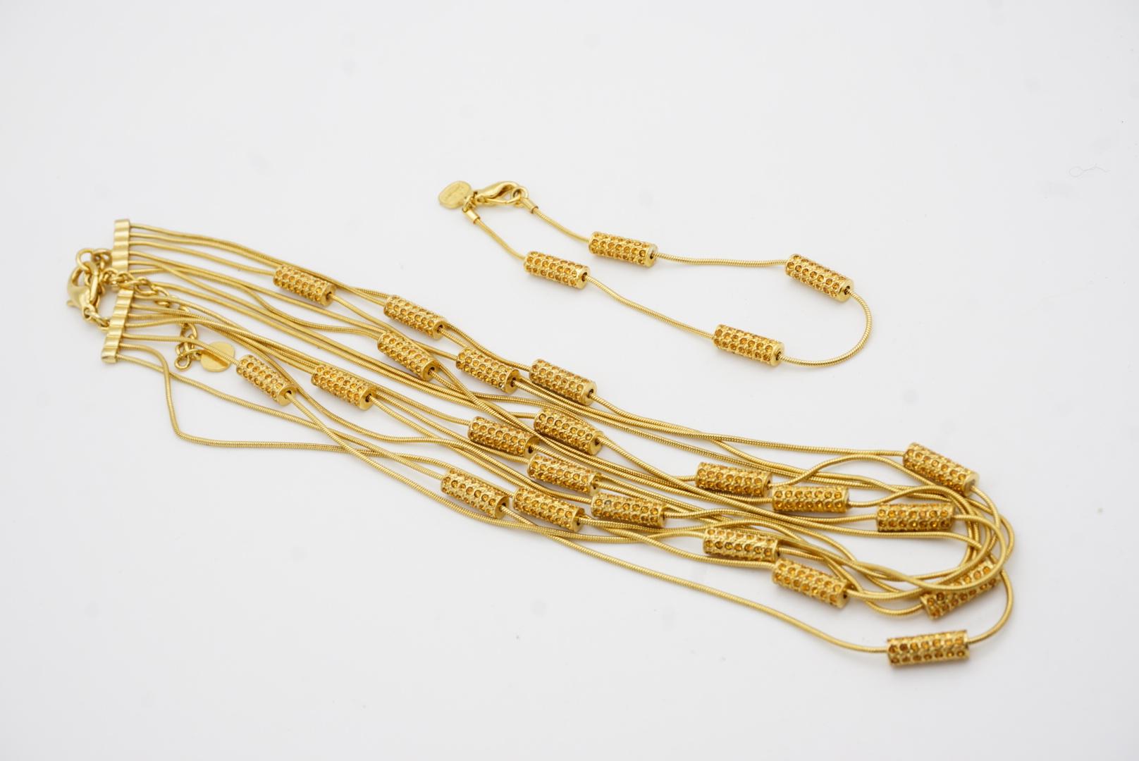 Christian Dior GROSSE Citrine Crystals Bar Six Strands Layers Necklace Bracelet For Sale 12