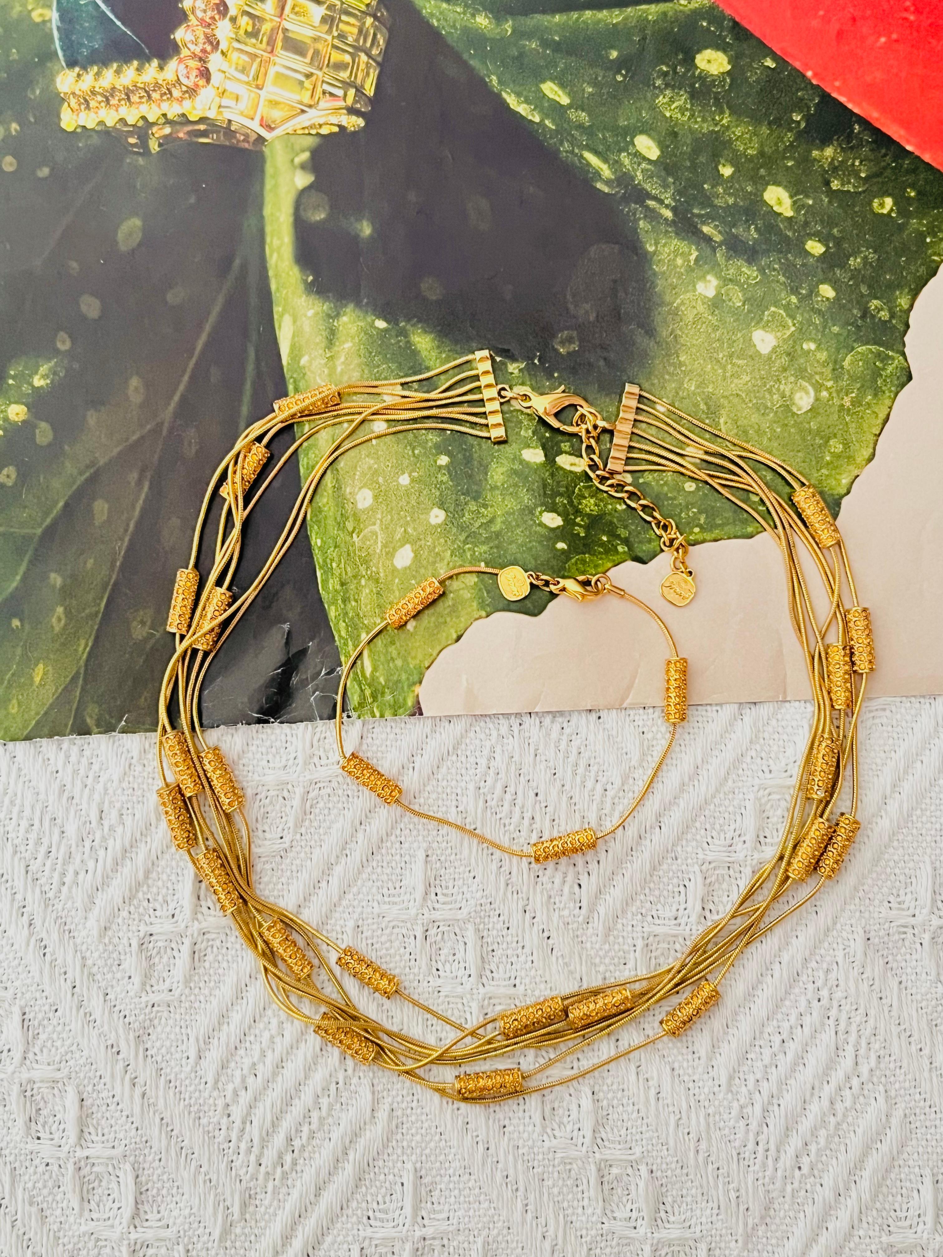 Christian Dior GROSSE Citrine Crystals Bar Six Strands Layers Necklace Bracelet In Excellent Condition For Sale In Wokingham, England