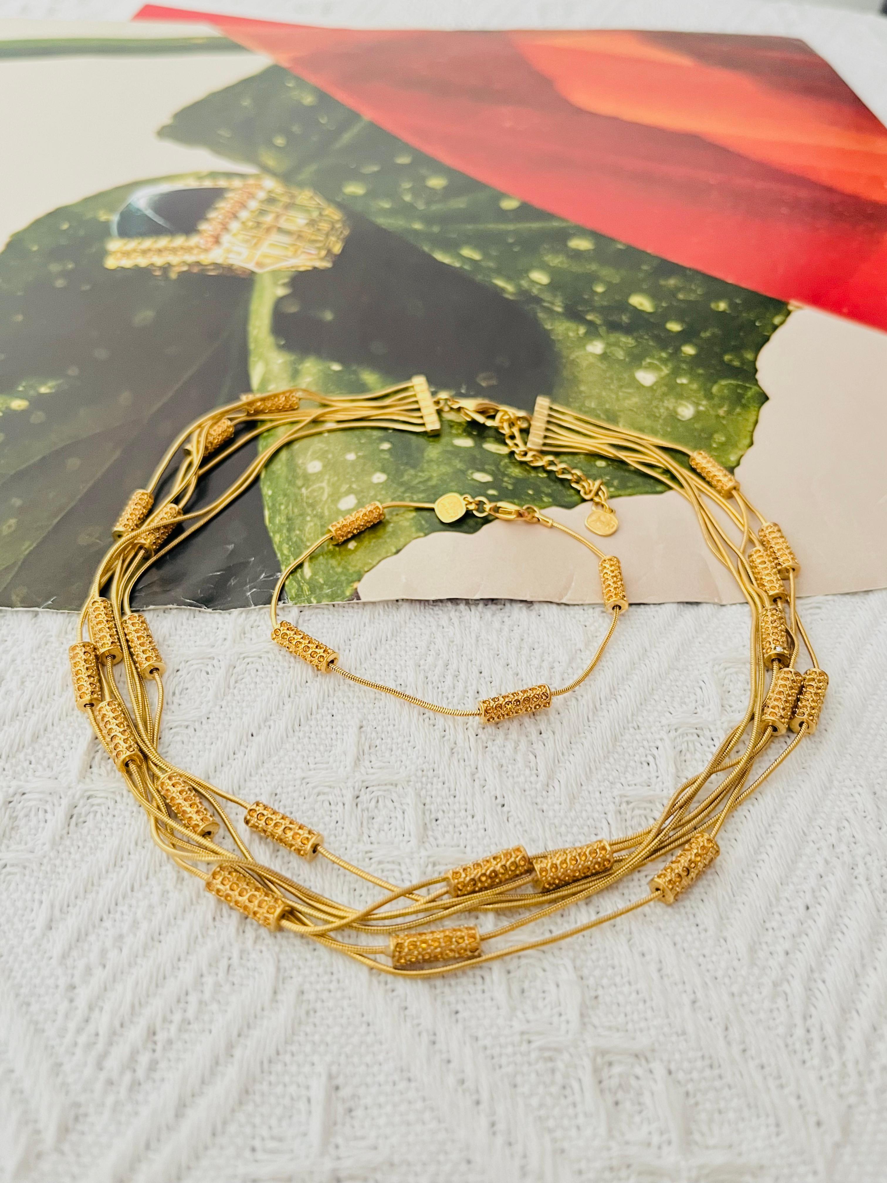 Women's or Men's Christian Dior GROSSE Citrine Crystals Bar Six Strands Layers Necklace Bracelet For Sale