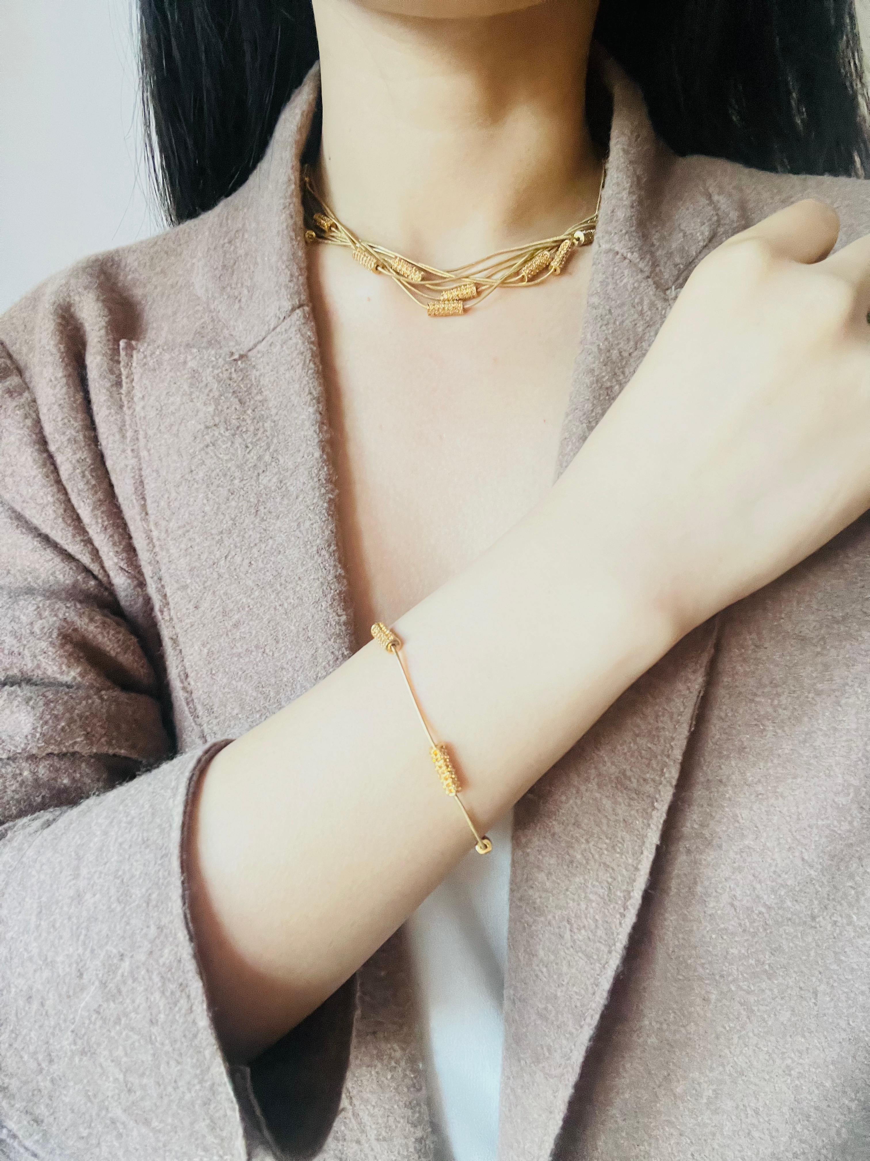 Christian Dior GROSSE Citrine Crystals Bar Six Strands Layers Necklace Bracelet For Sale 1