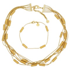 Christian Dior GROSSE Crystals Citrine Bar Cylinder Six Strands Layers 2 Set