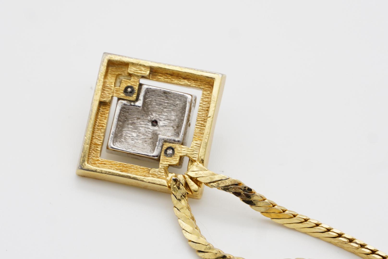 Christian Dior GROSSE Double Square Ruby Crystal Openwork Link Pyramid Necklace For Sale 11