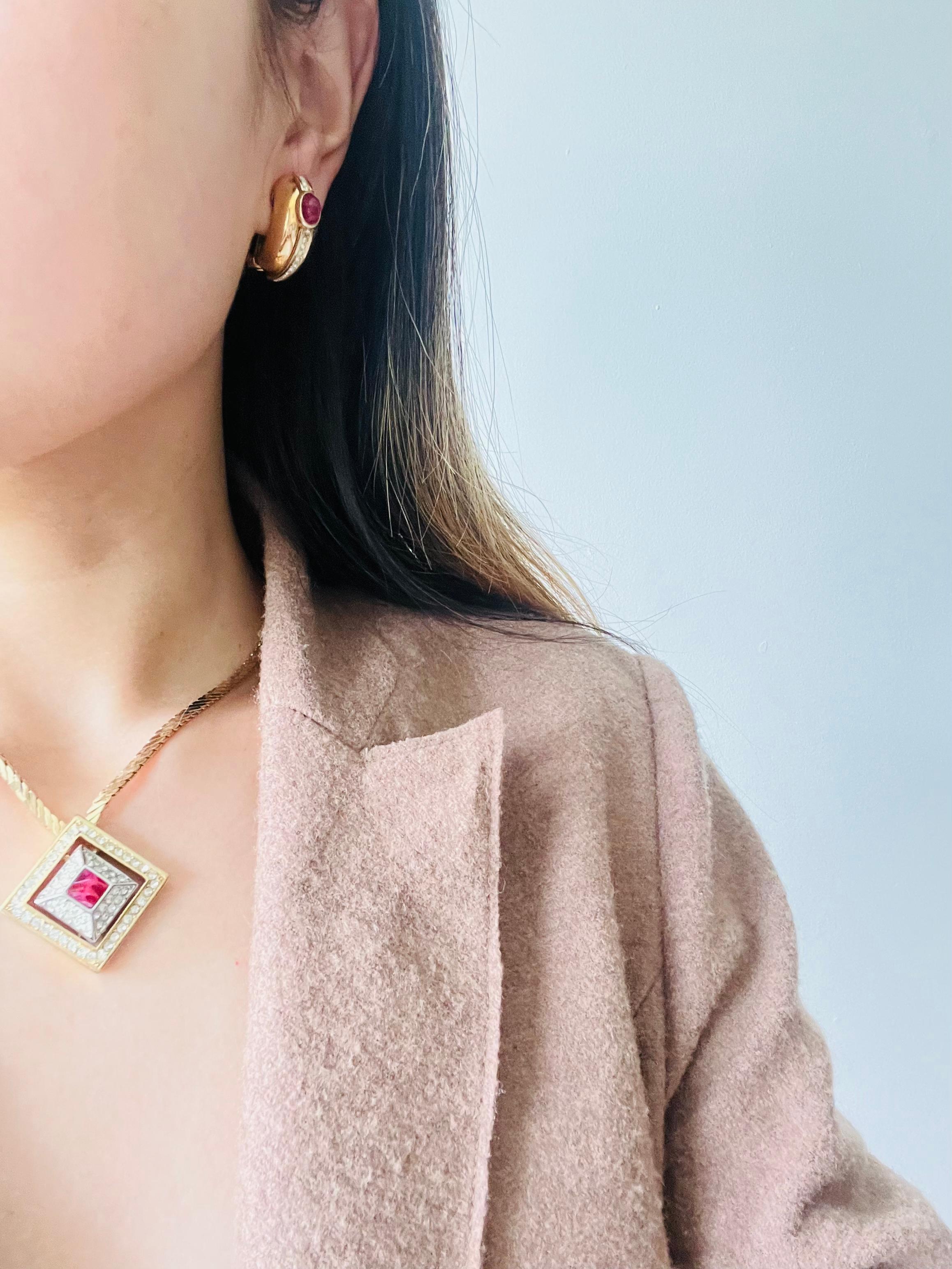 Christian Dior GROSSE Double Square Ruby Crystal Openwork Link Pyramid Necklace For Sale 4