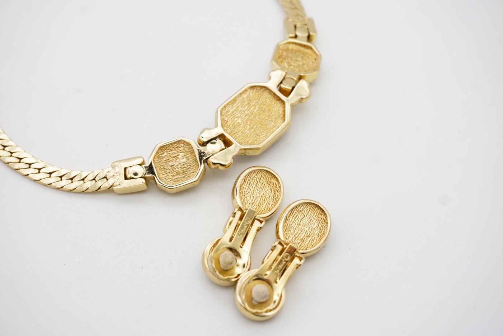 Christian Dior GROSSE Emerald Sapphire Cabochon Dangle Necklace Earrings Set 8