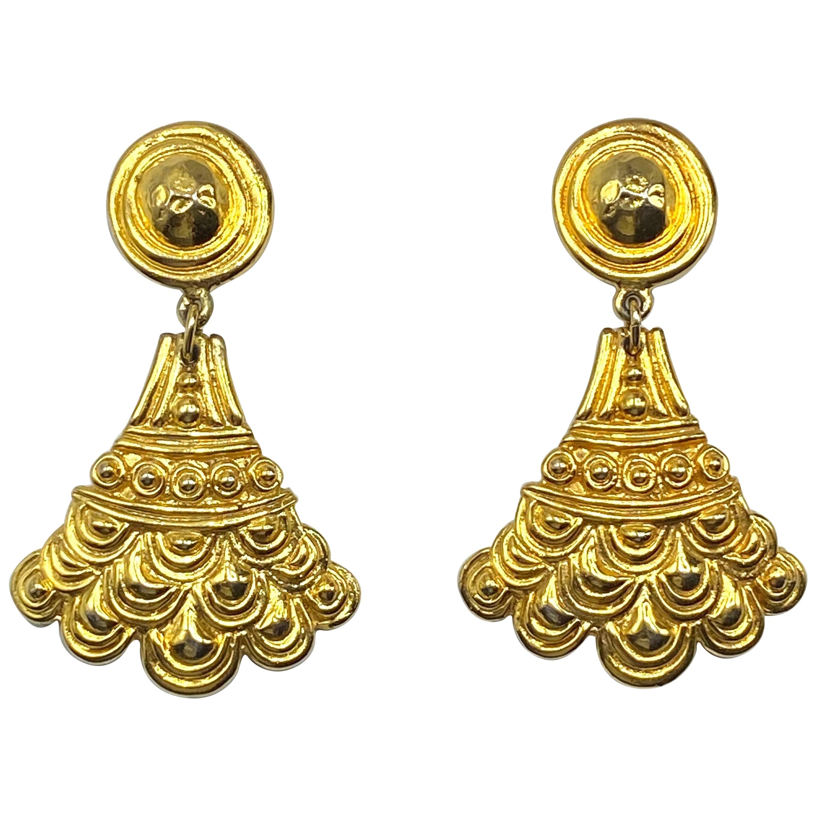 Christian Dior, Grosse Germany Etruscan Style Pendant Earrings from 1974