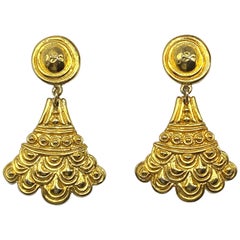 Vintage Christian Dior, Grosse Germany Etruscan Style Pendant Earrings from 1974