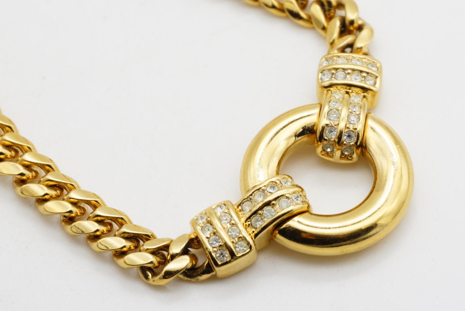 Christian Dior GROSSE Glow Circle Crystals Door Knocker Cuban Chain Necklace For Sale 5