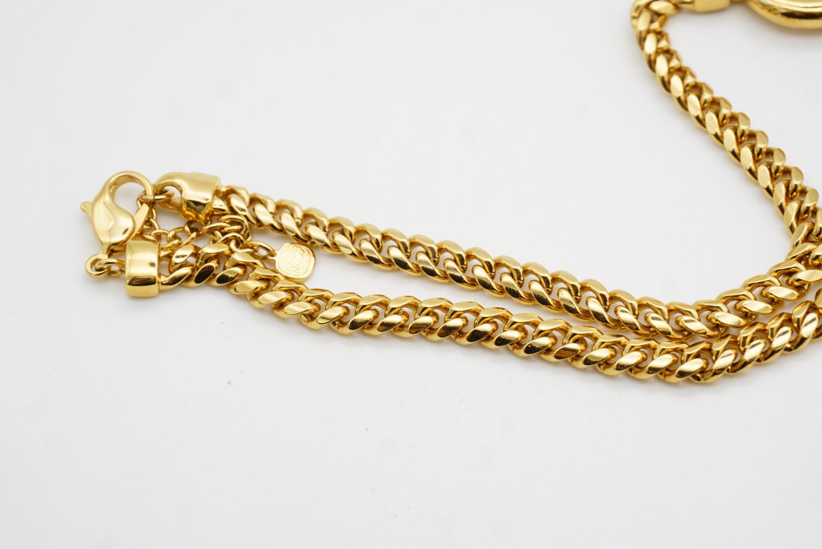 Christian Dior GROSSE Glow Circle Crystals Door Knocker Cuban Chain Necklace For Sale 7