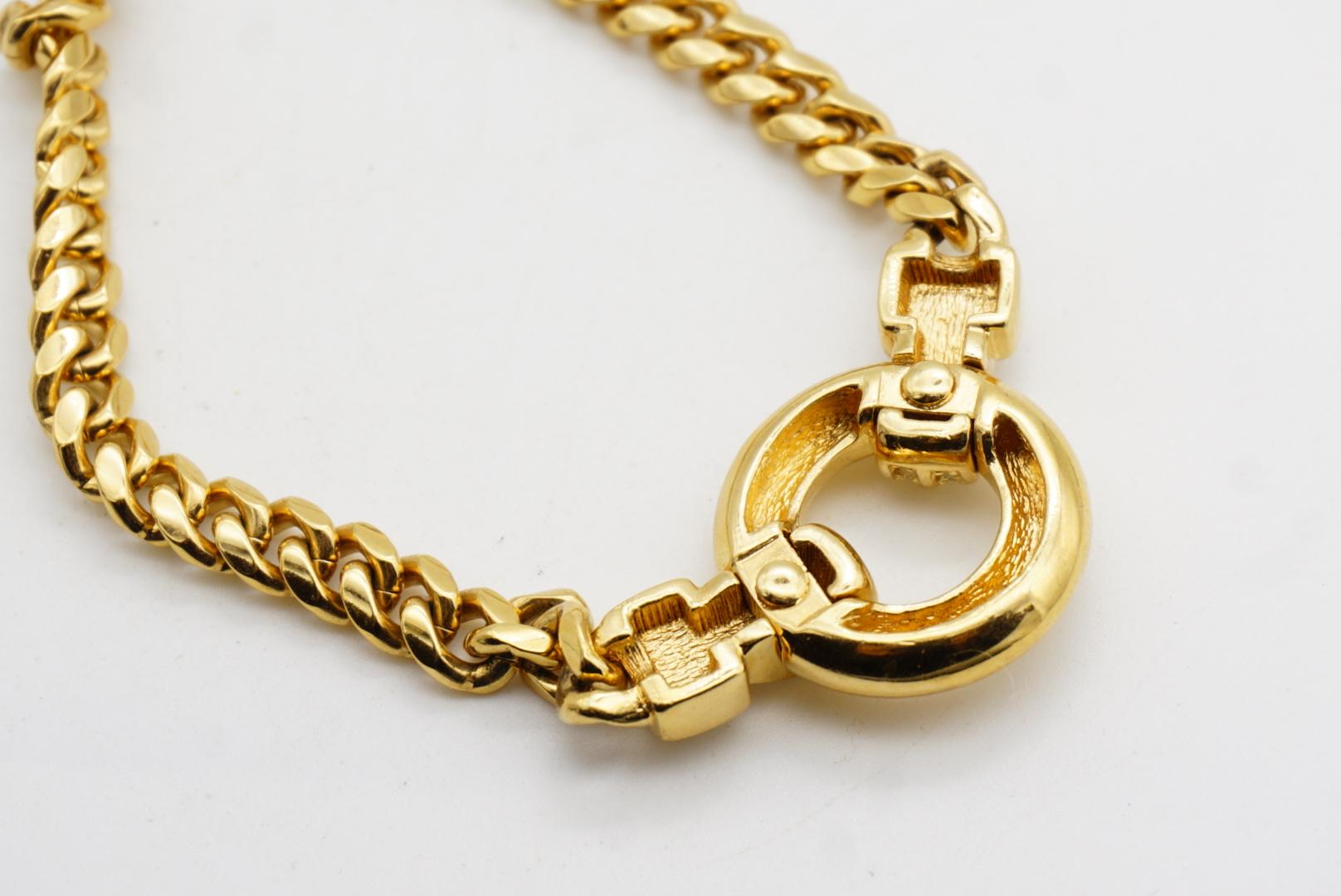 Christian Dior GROSSE Glow Circle Crystals Door Knocker Cuban Chain Necklace For Sale 8