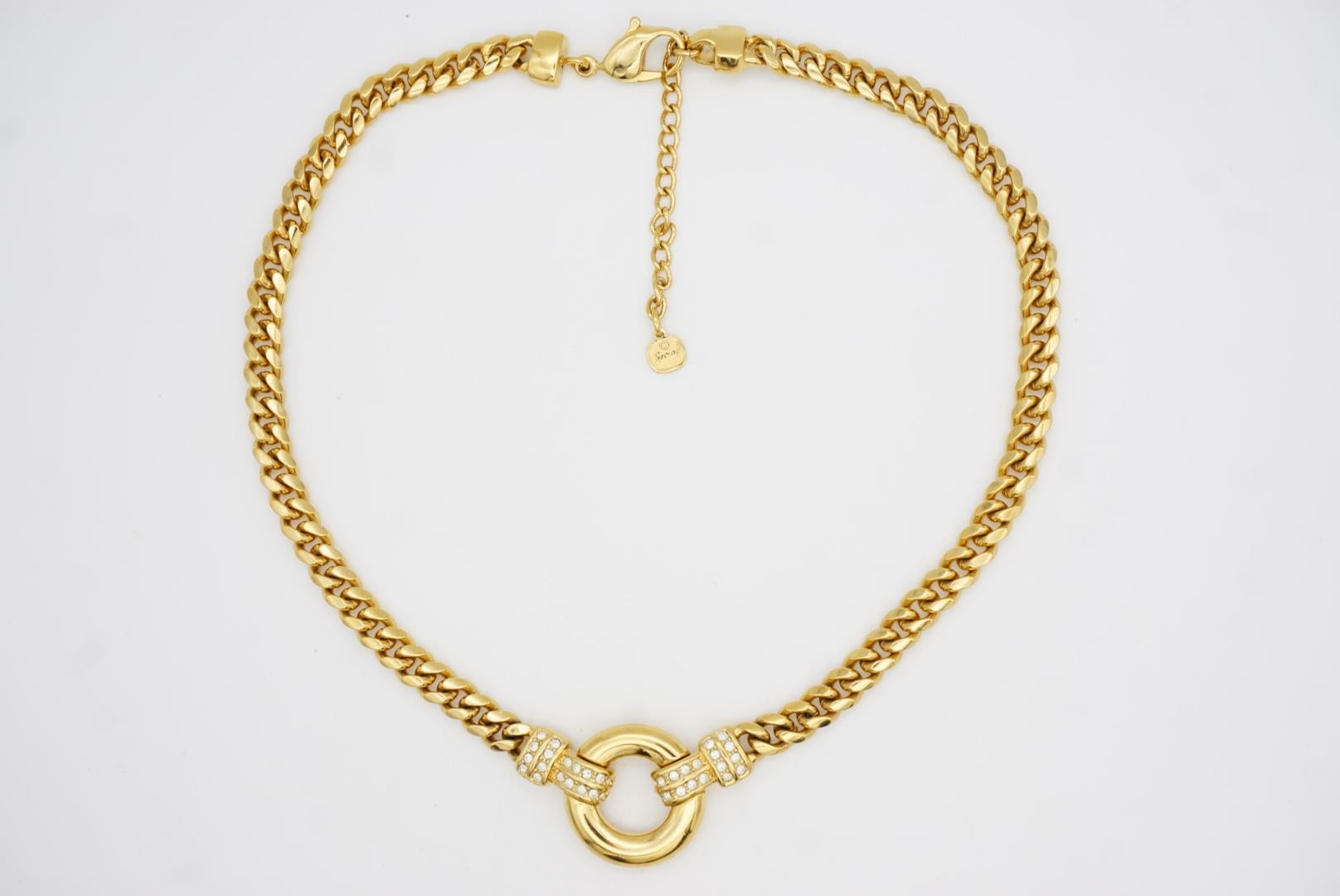 Christian Dior GROSSE Glow Circle Crystals Door Knocker Cuban Chain Necklace For Sale 2
