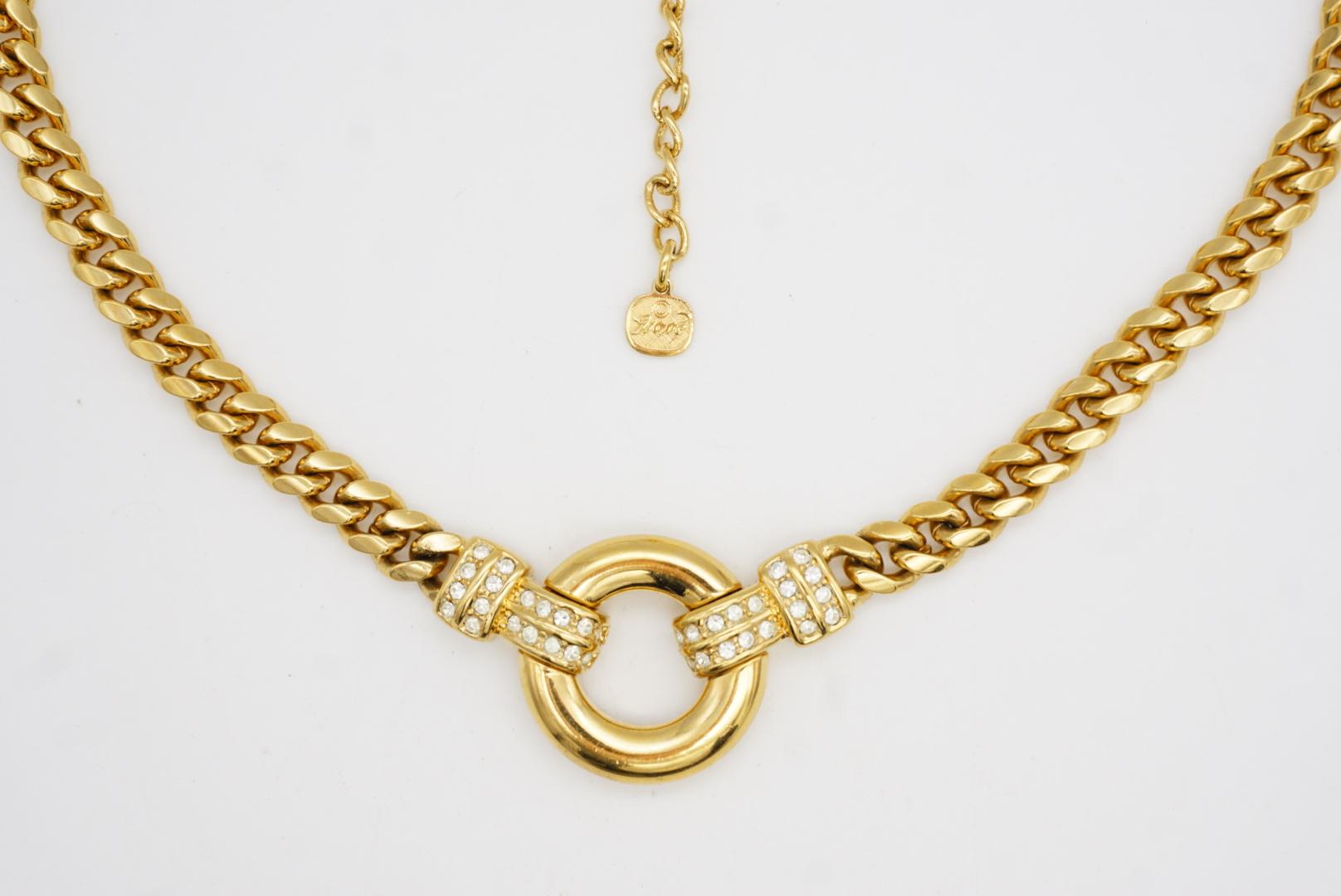 Christian Dior GROSSE Glow Circle Crystals Door Knocker Cuban Chain Necklace For Sale 3