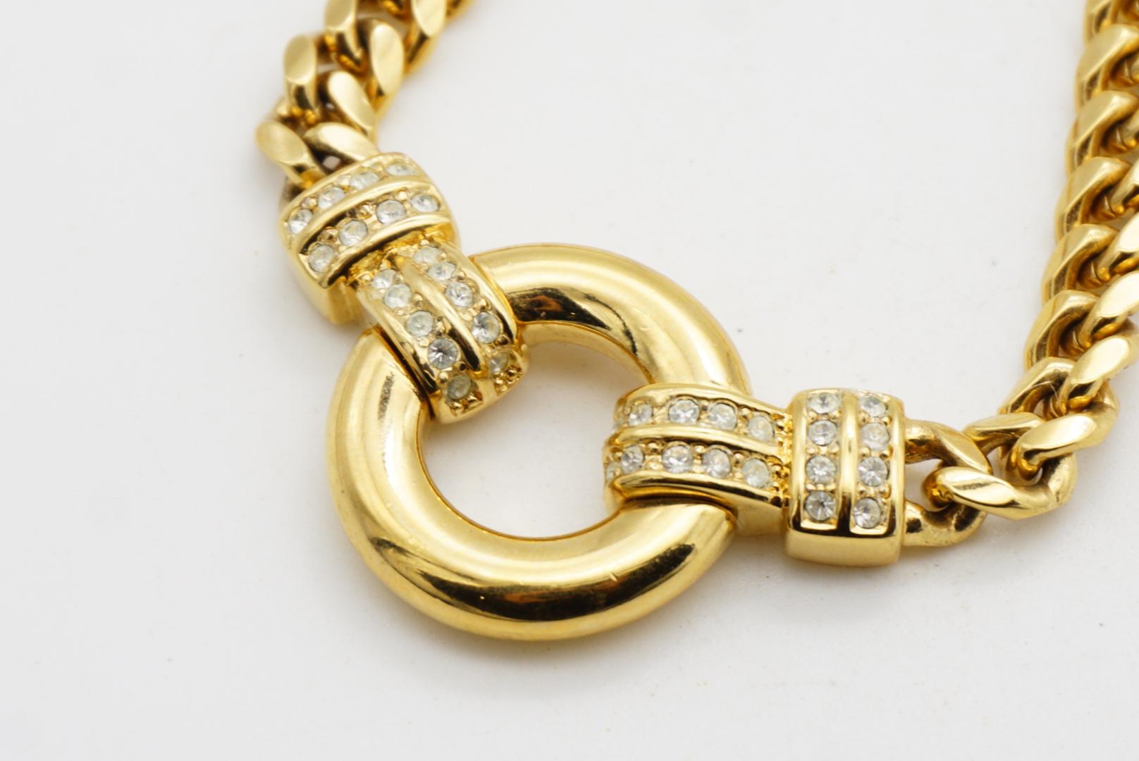 Christian Dior GROSSE Glow Circle Crystals Door Knocker Cuban Chain Necklace For Sale 4