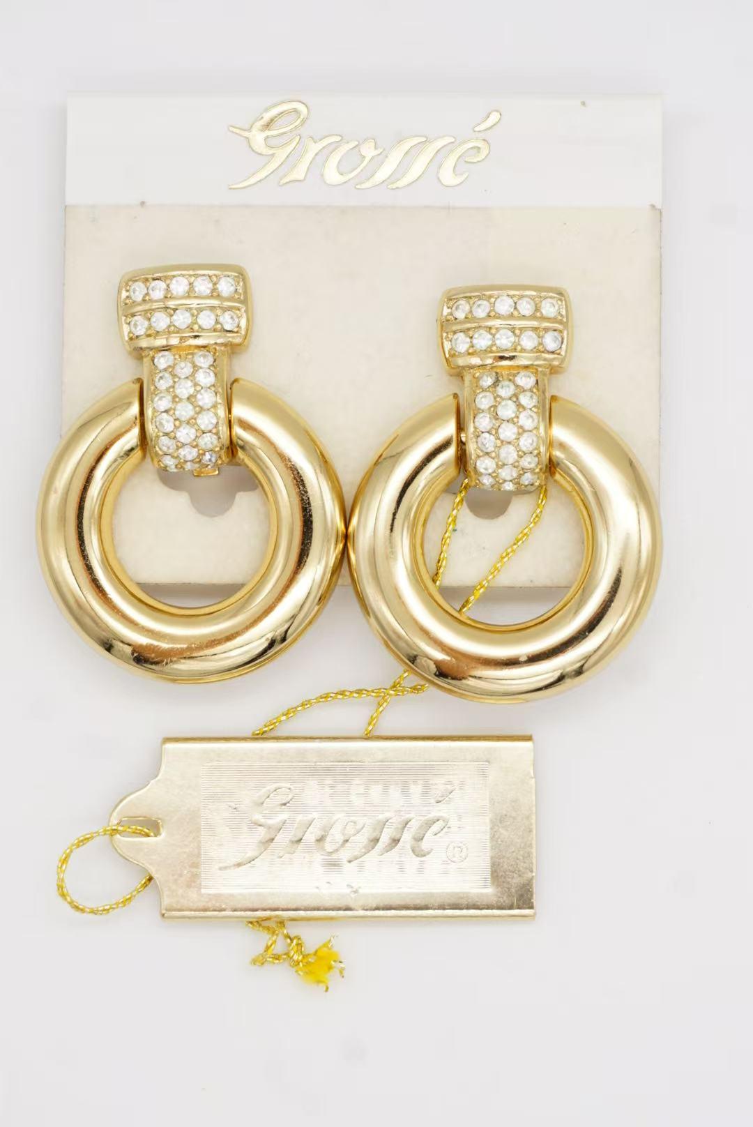 Christian Dior GROSSE Glow Circle Hoop Crystals Door Knocker Drop Clip Ohrringe im Angebot 12