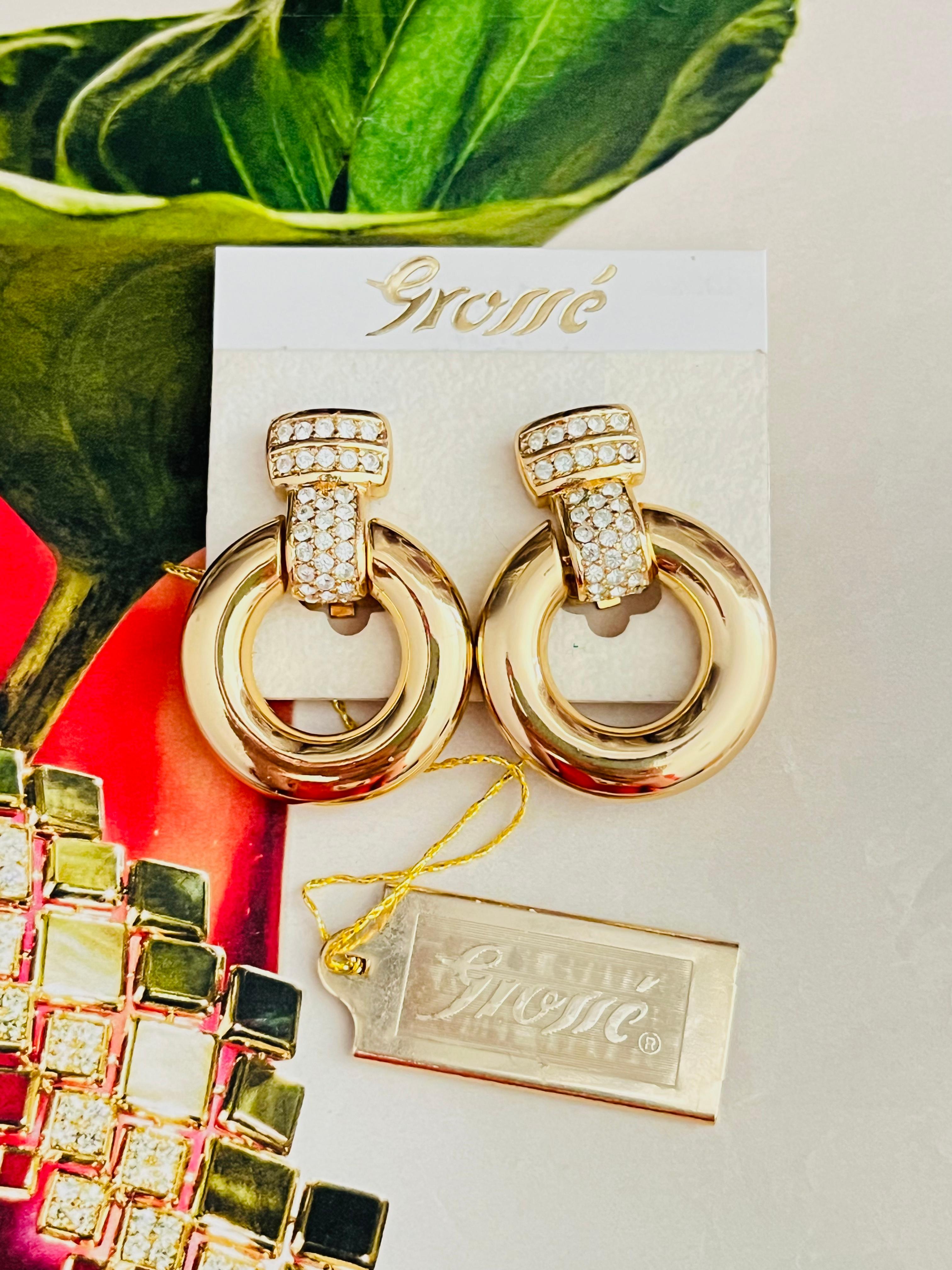 Christian Dior GROSSE Glow Circle Hoop Crystals Door Knocker Drop Clip Ohrringe im Zustand „Hervorragend“ im Angebot in Wokingham, England