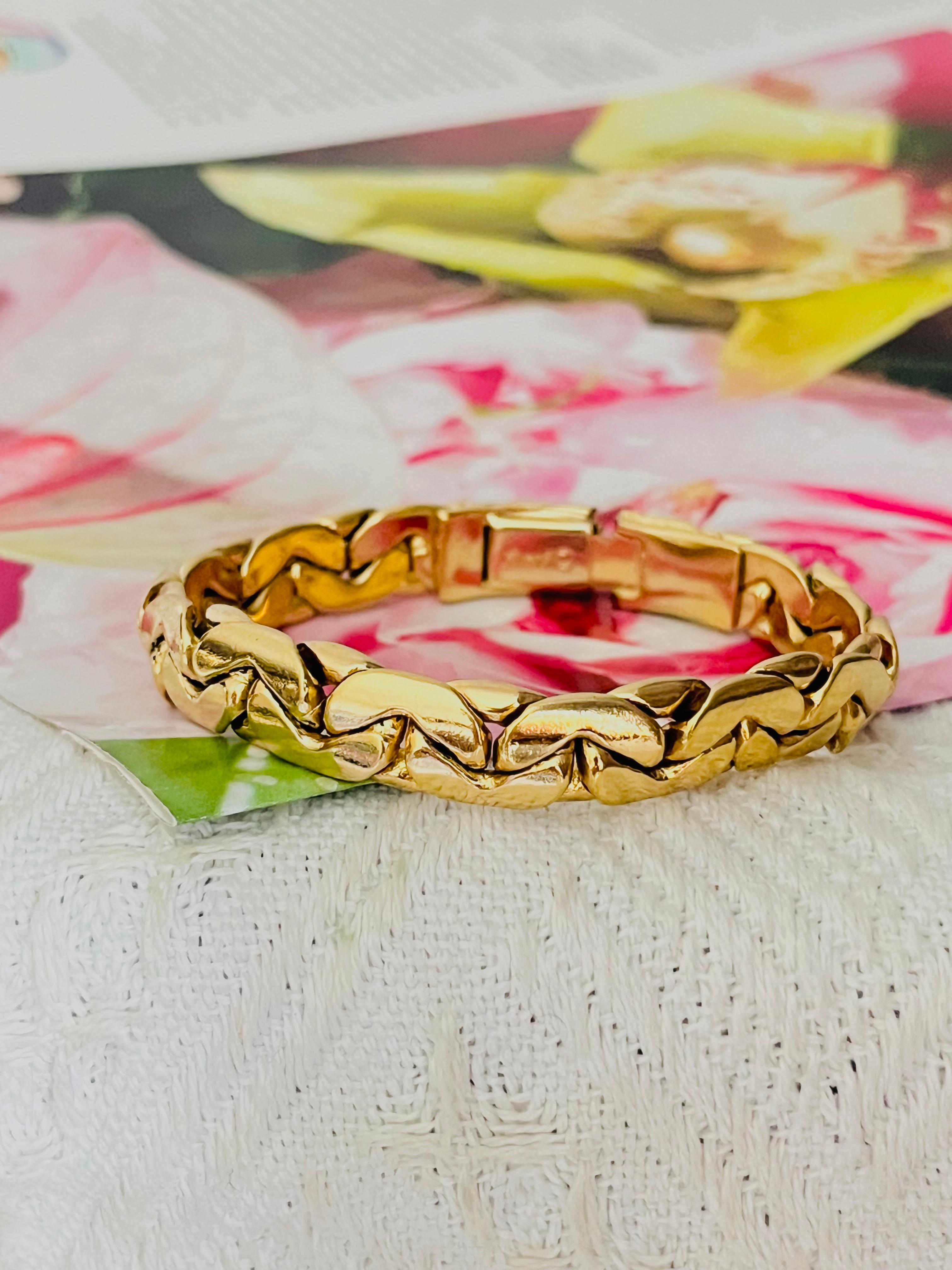 Art Deco Christian Dior GROSSE Glow Interlinked Hinged Modernist Chunky Chain Bracelet For Sale
