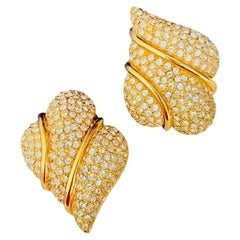 Christian Dior GROSSE Gold Large Crystals Geometric Leaf Heart Chunky Earrings