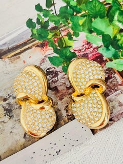 Christian Dior GROSSE Iconic Gold Large Crystals Bow Double Statement Earrings