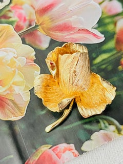 Christian Dior GROSSE Iconic Rare Gold Rose Curled Blossom Leaf Buds Brooch