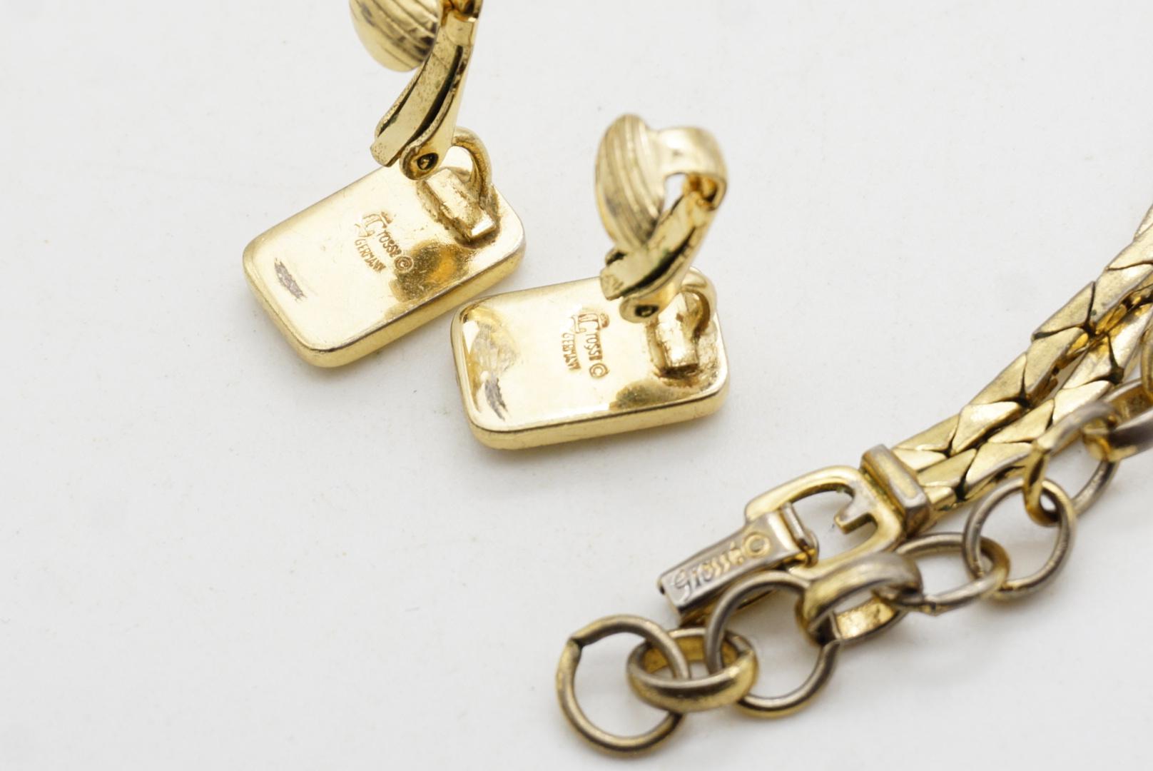 Christian Dior GROSSE Lapis Foil Rectangle Double Strands Link Chain 2 Gold Set in vendita 10