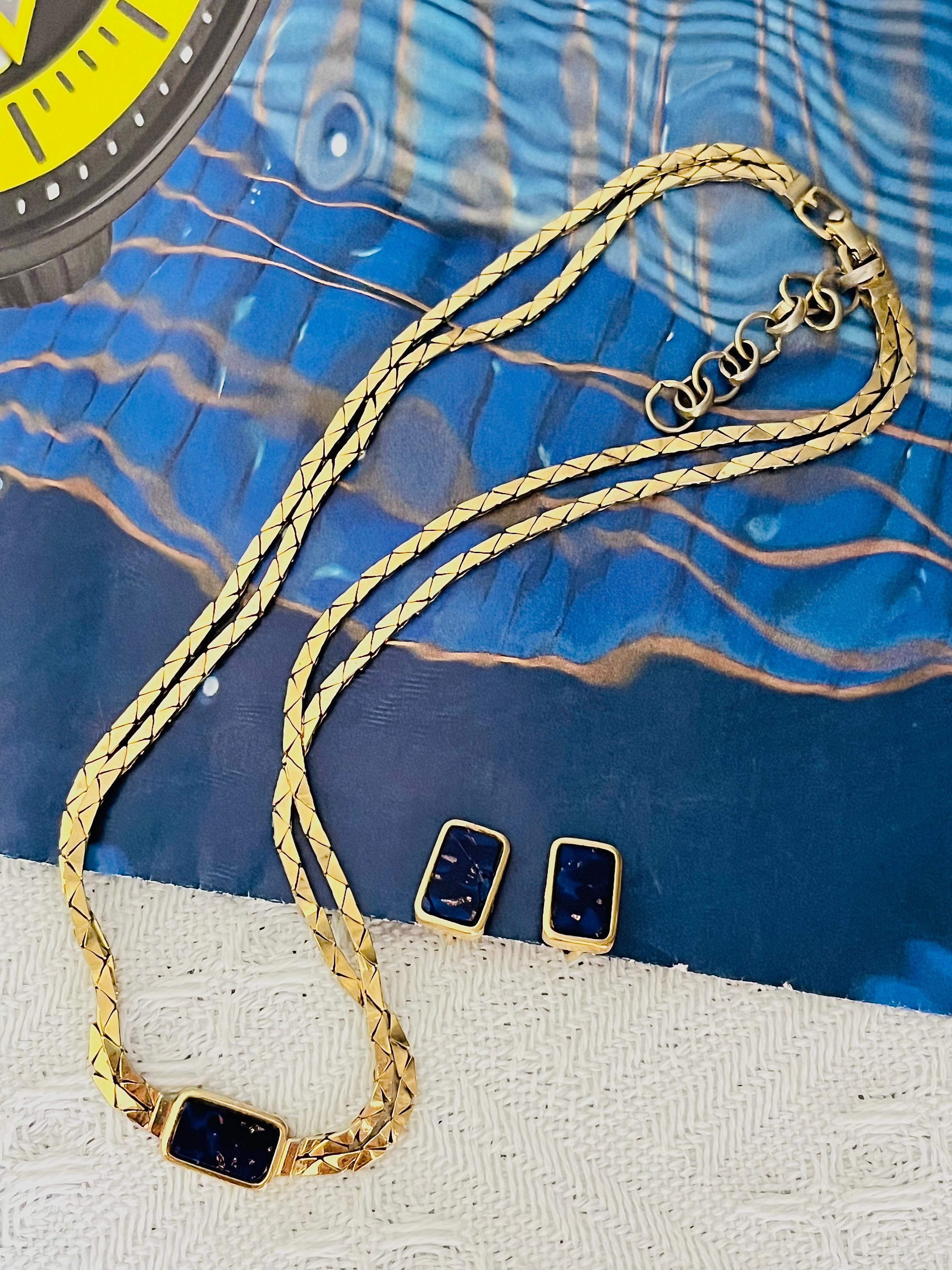 da uomo o donna Christian Dior GROSSE Lapis Foil Rectangle Double Strands Link Chain 2 Gold Set in vendita