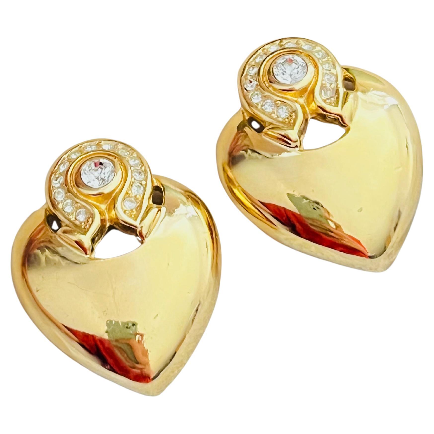 Christian Dior GROSSE Large Baroque Heart Love Glow Openwork Crystals Earrings