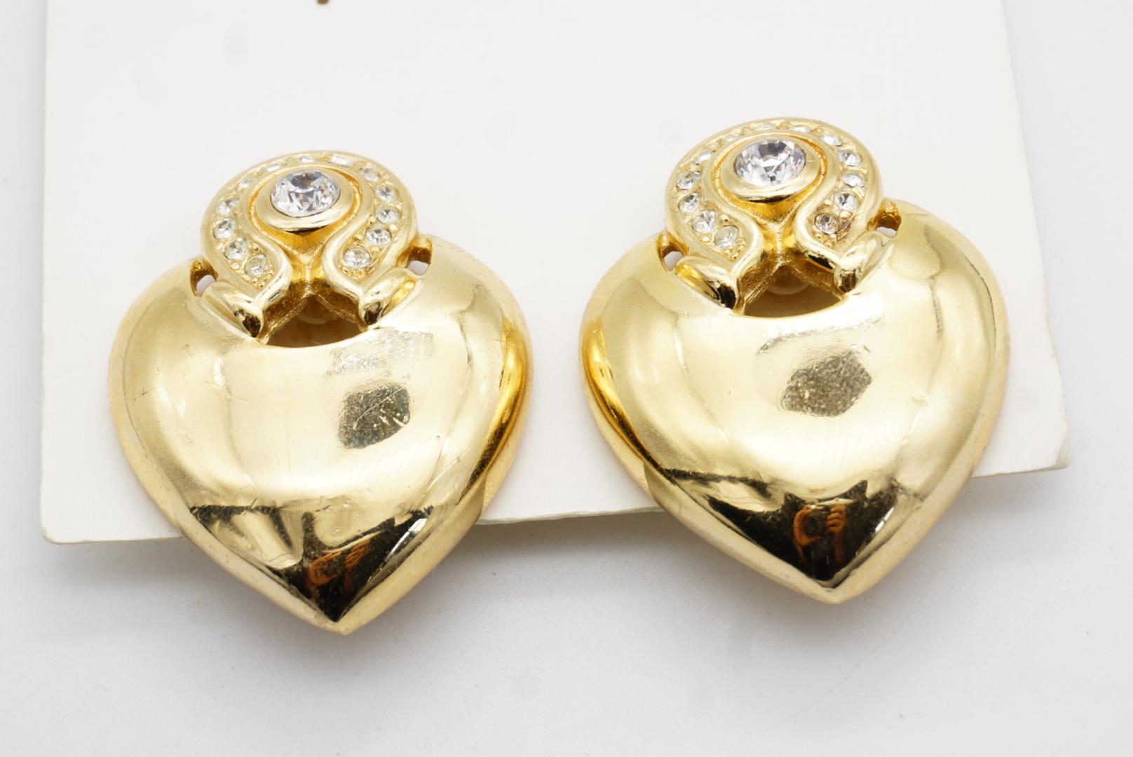 Christian Dior GROSSE Large Baroque Heart Love Openwork Crystals Glow Earrings For Sale 6
