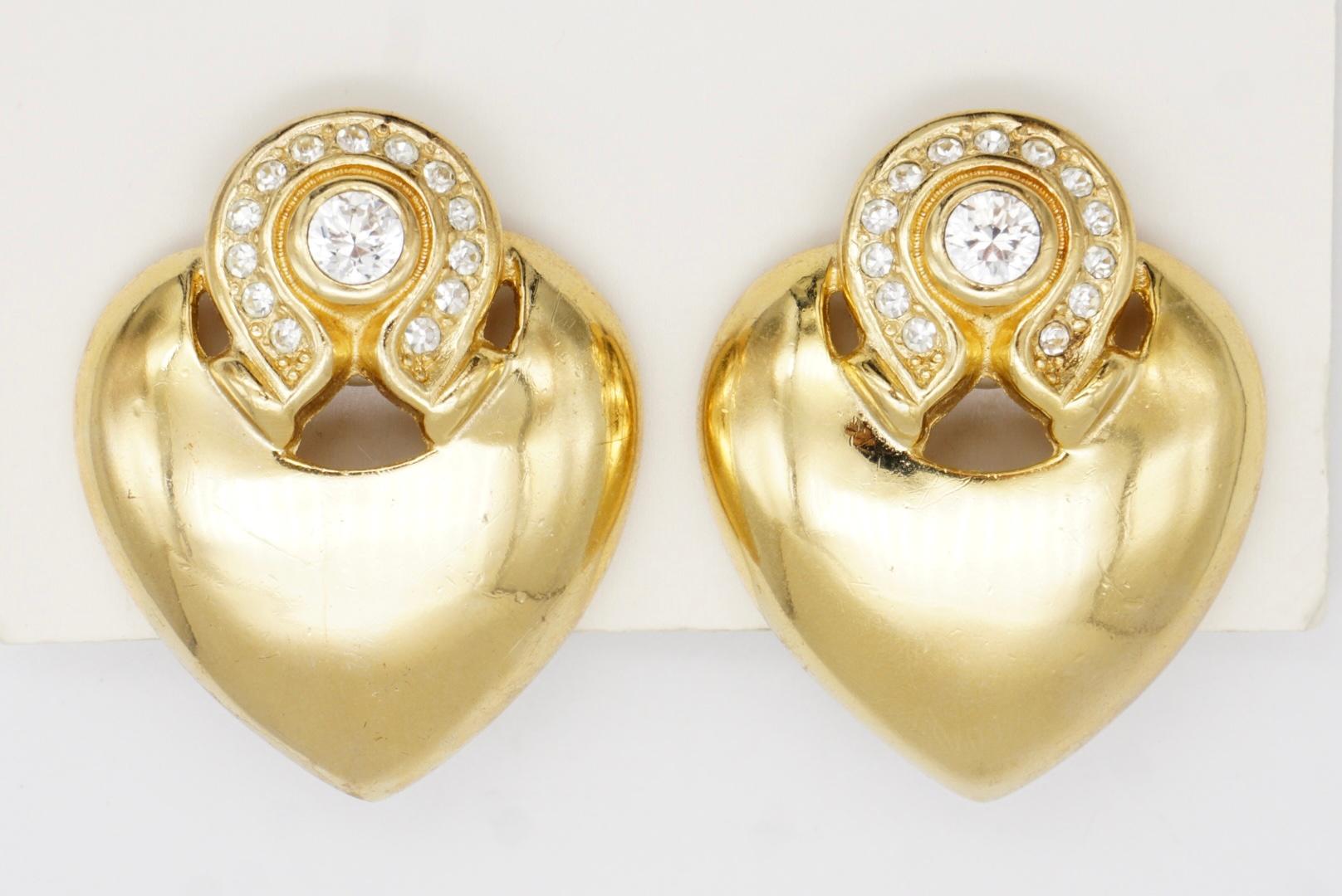 Christian Dior GROSSE Large Baroque Heart Love Openwork Crystals Glow Earrings For Sale 3