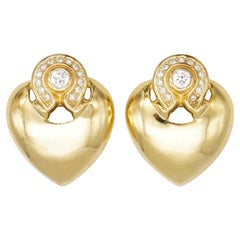 Christian Dior GROSSE Large Baroque Heart Love Openwork Crystals Glow Earrings