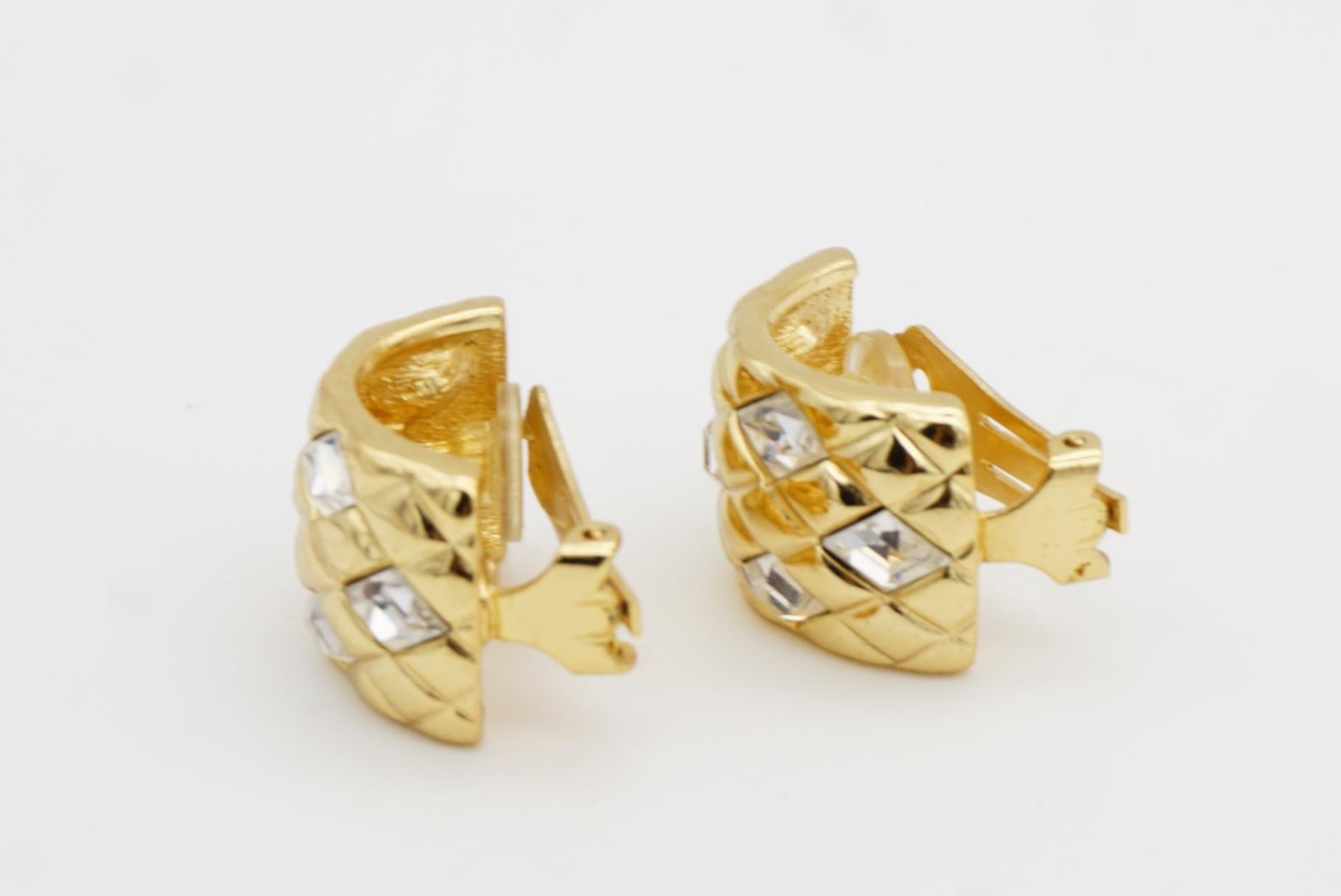 Christian Dior GROSSE Große Diamantkristalle karierte Matelassé-Ohrringe mit Kuppel im Angebot 5
