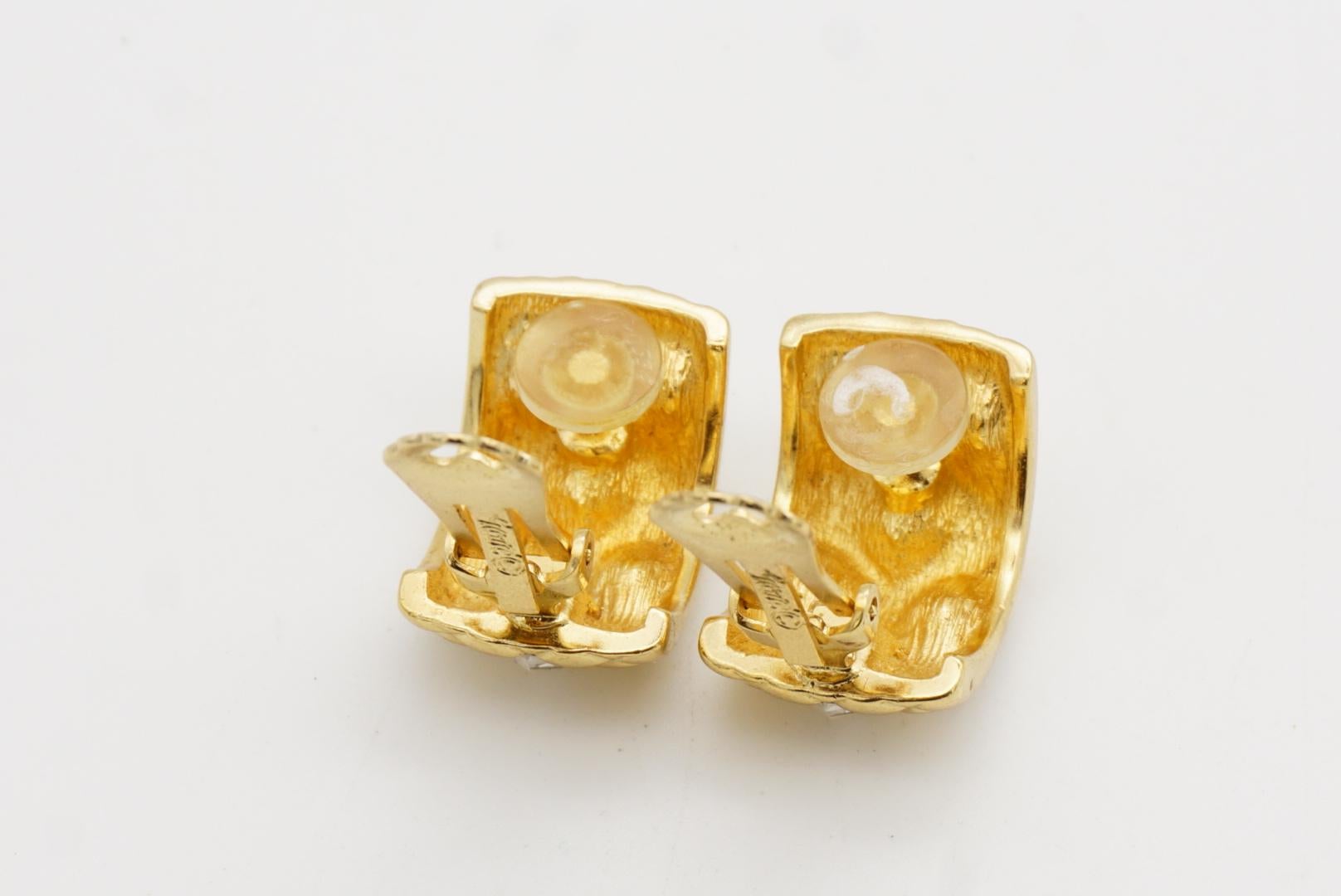 Christian Dior GROSSE Große Diamantkristalle karierte Matelassé-Ohrringe mit Kuppel im Angebot 9
