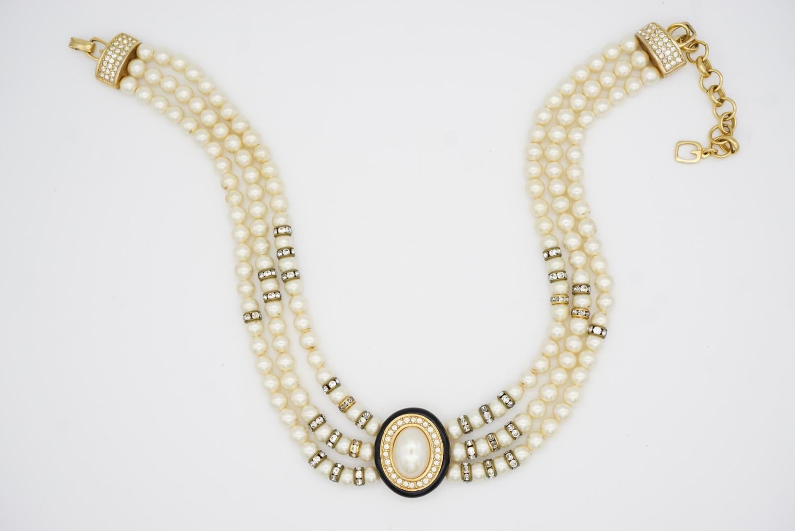 Christian Dior GROSSE - Collana girocollo ovale con perle e cristalli in Trio in vendita 6