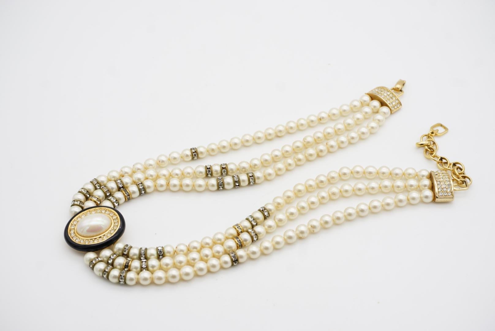 Christian Dior GROSSE - Collana girocollo ovale con perle e cristalli in Trio in vendita 7