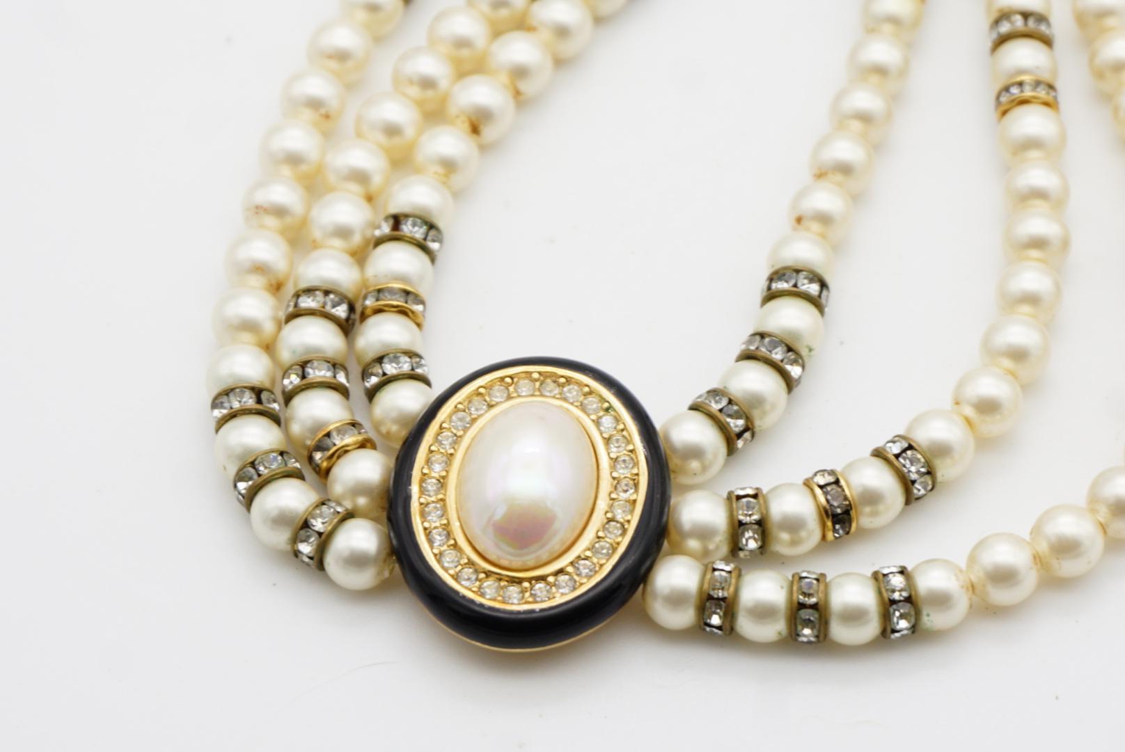 Christian Dior GROSSE - Collana girocollo ovale con perle e cristalli in Trio in vendita 8