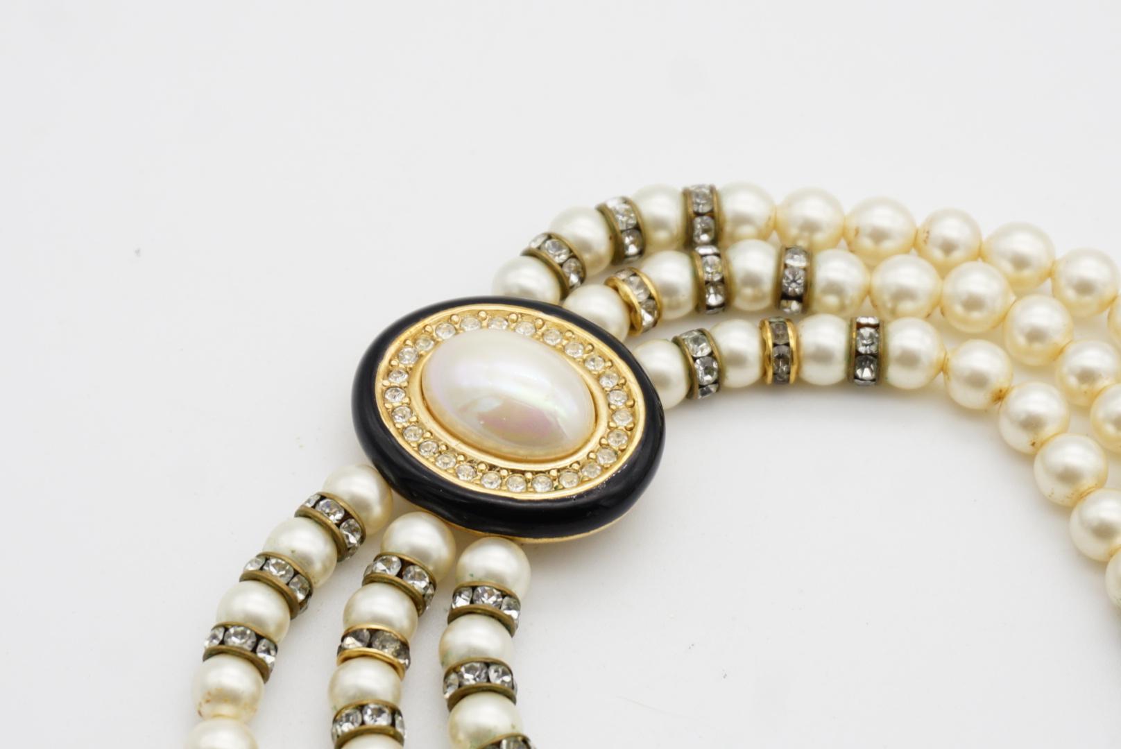 Christian Dior GROSSE - Collana girocollo ovale con perle e cristalli in Trio in vendita 9
