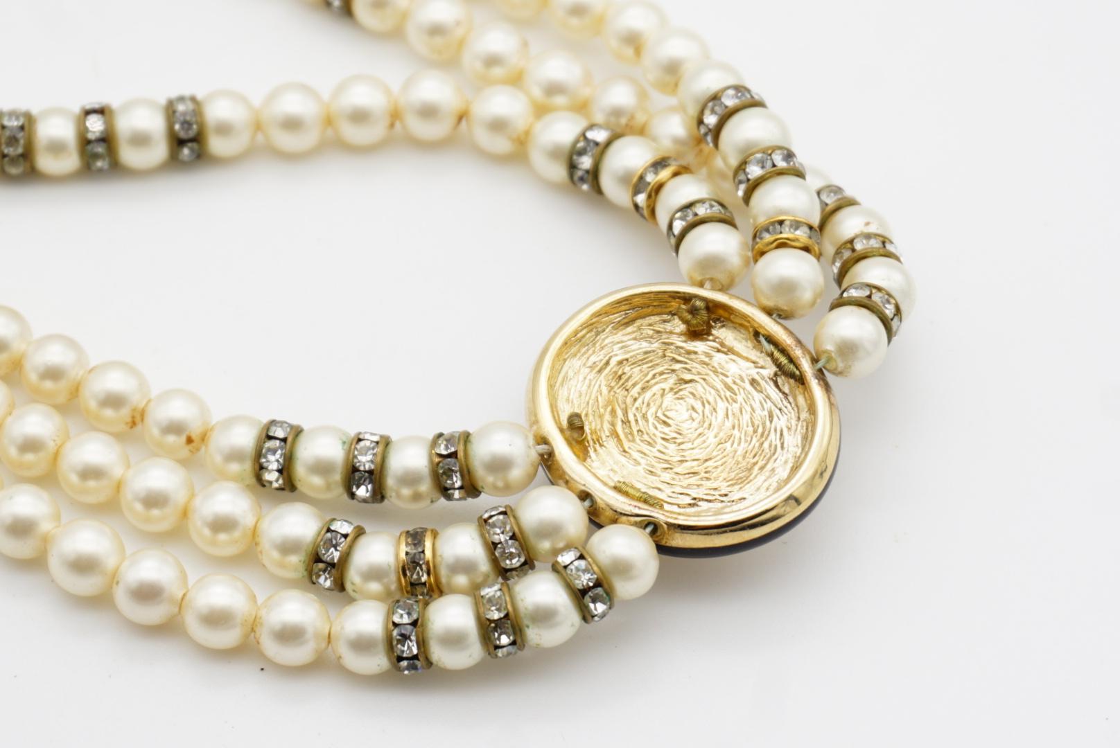 Christian Dior GROSSE - Collana girocollo ovale con perle e cristalli in Trio in vendita 10
