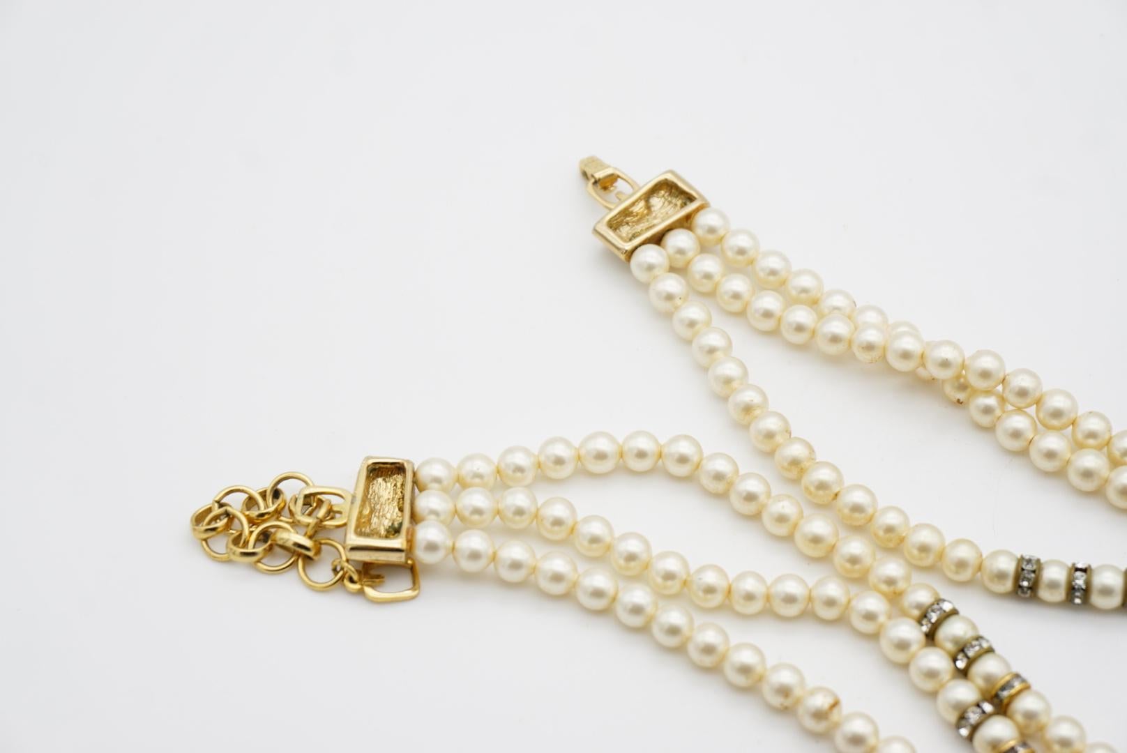 Christian Dior GROSSE - Collana girocollo ovale con perle e cristalli in Trio in vendita 11