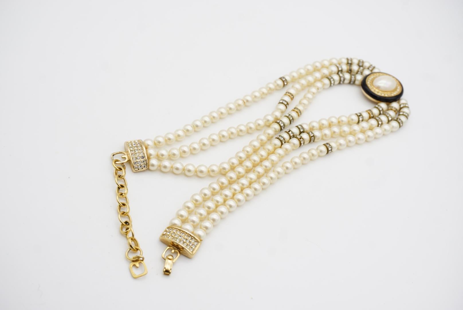 Christian Dior GROSSE - Collana girocollo ovale con perle e cristalli in Trio in vendita 12