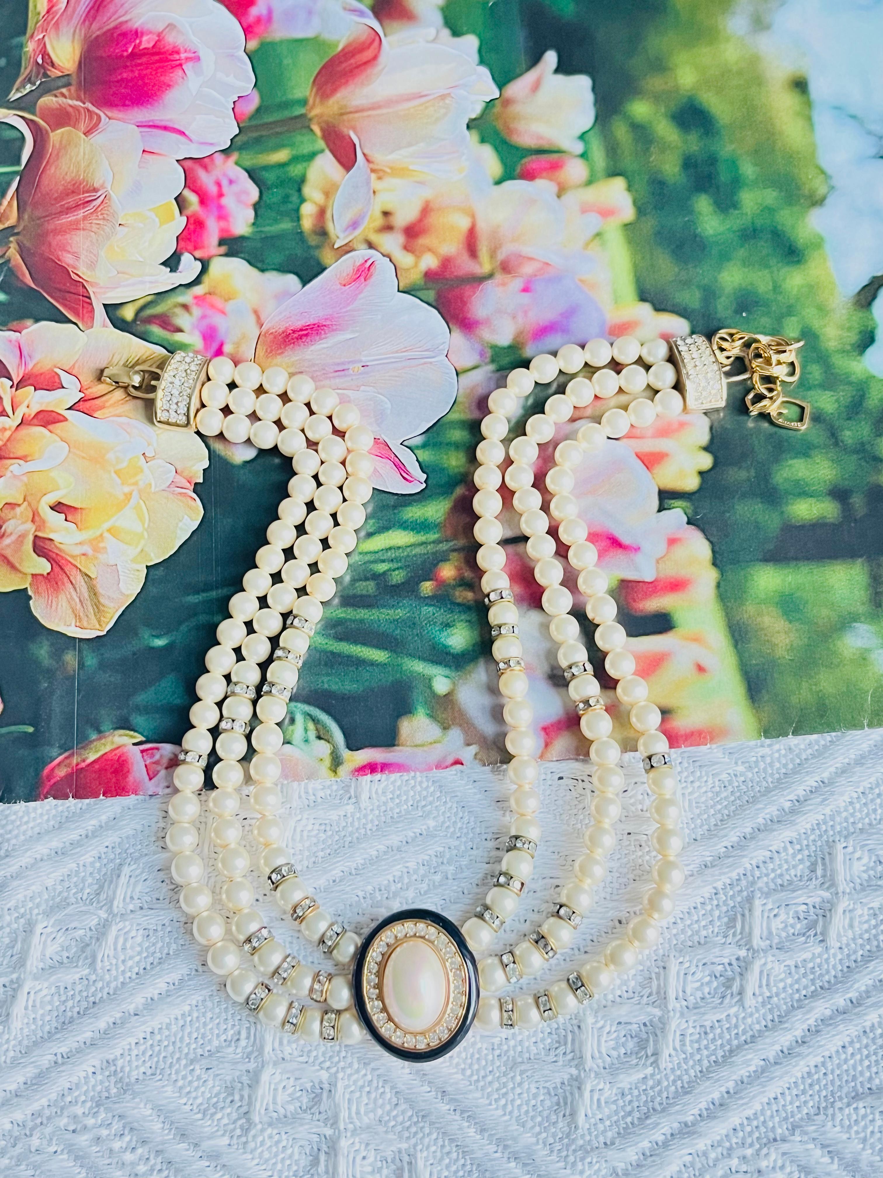 Christian Dior GROSSE - Collana girocollo ovale con perle e cristalli in Trio In condizioni ottime in vendita a Wokingham, England